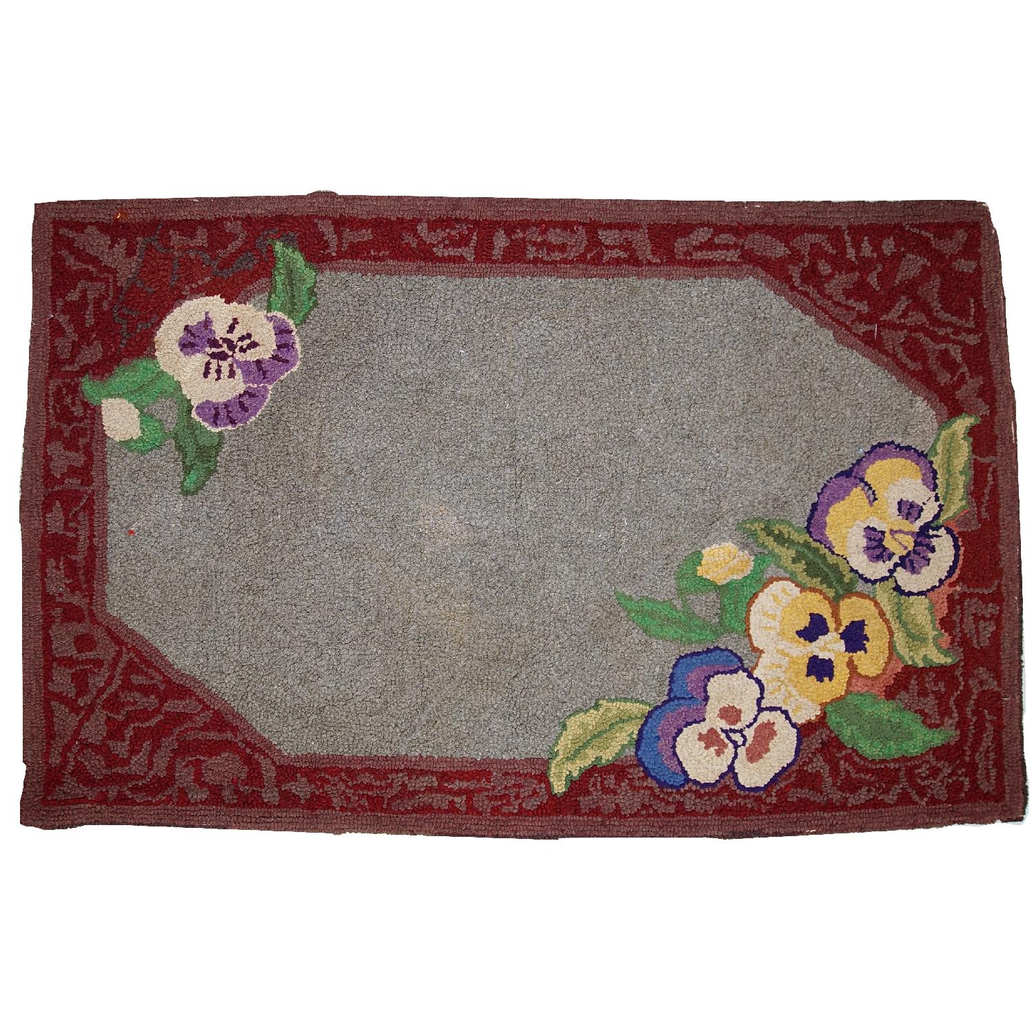 Antique Handmade American Hooked Rug - image-9