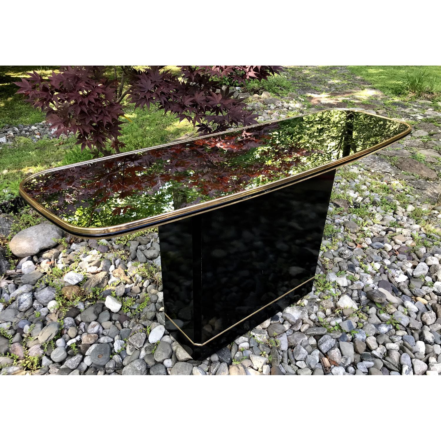 Vintage Black Lacquer Bar Console Table w/ Mirror Top - image-1