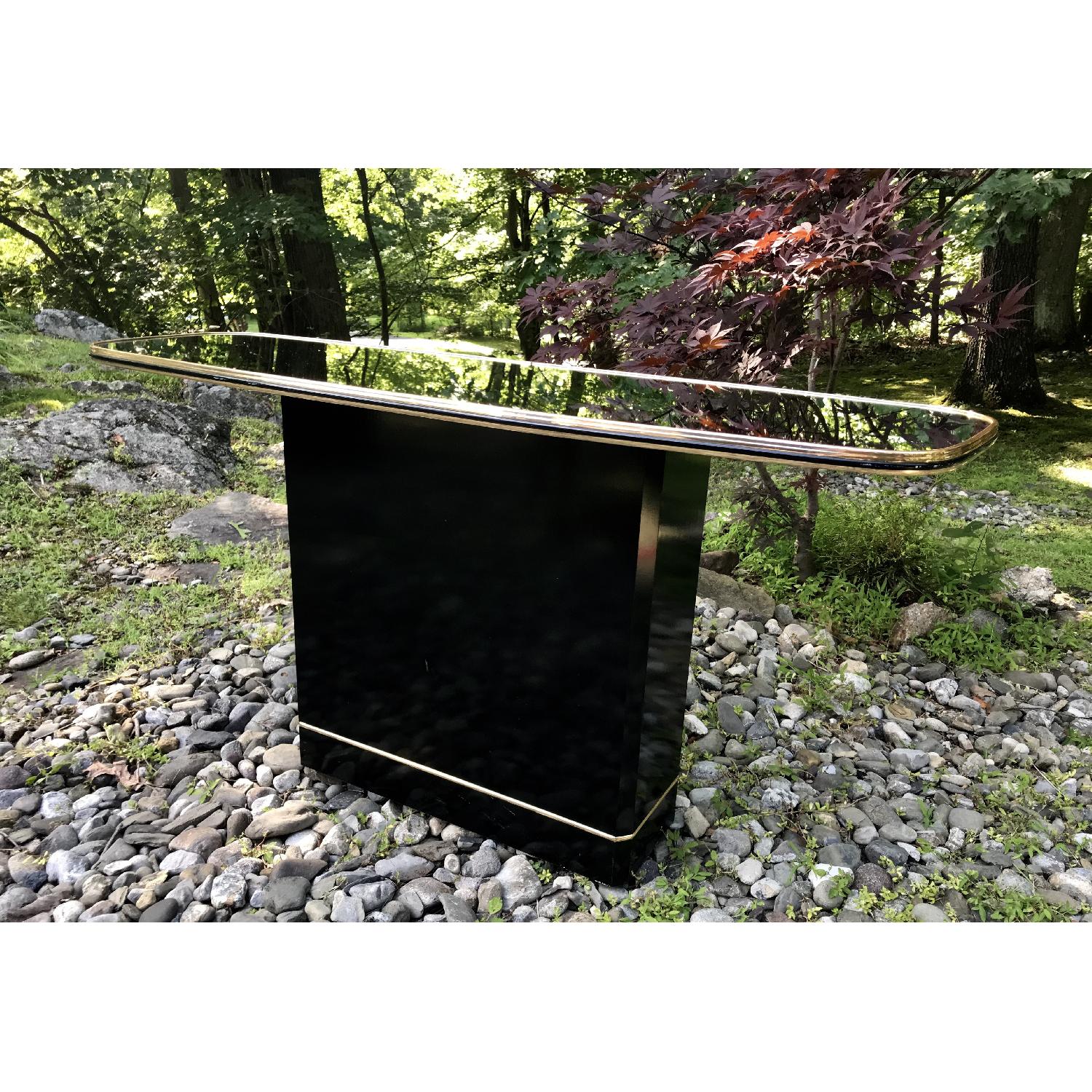 Vintage Black Lacquer Bar Console Table w/ Mirror Top - image-3