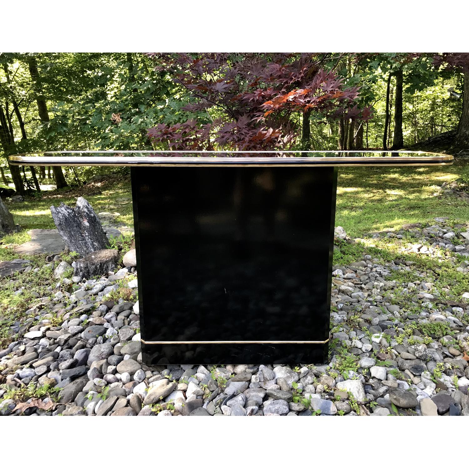 Vintage Black Lacquer Bar Console Table w/ Mirror Top - image-4