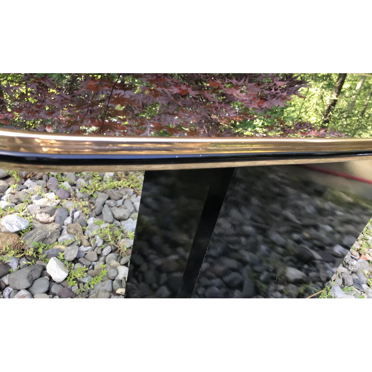 Vintage Black Lacquer Bar Console Table w/ Mirror Top - image-5