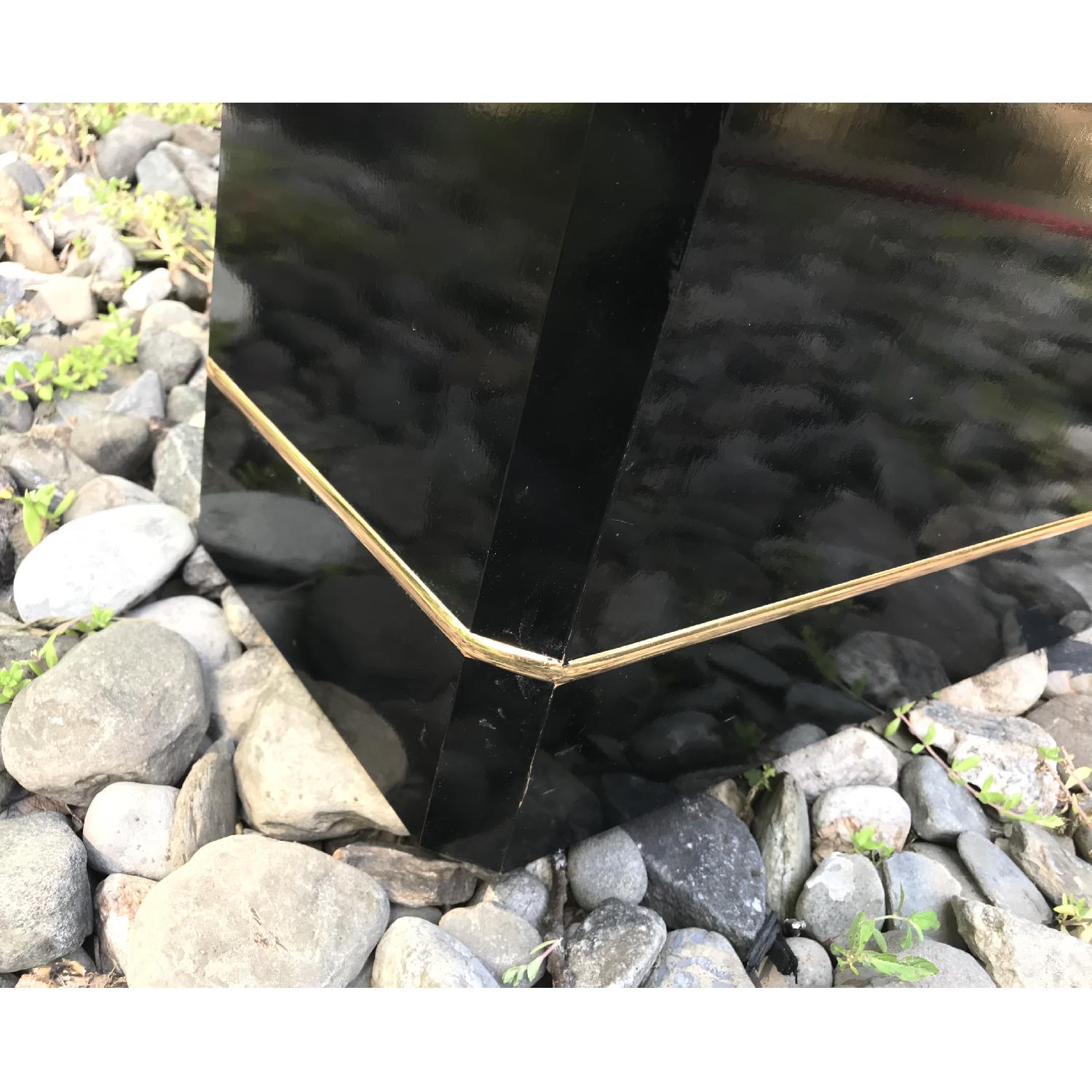 Vintage Black Lacquer Bar Console Table w/ Mirror Top - image-6