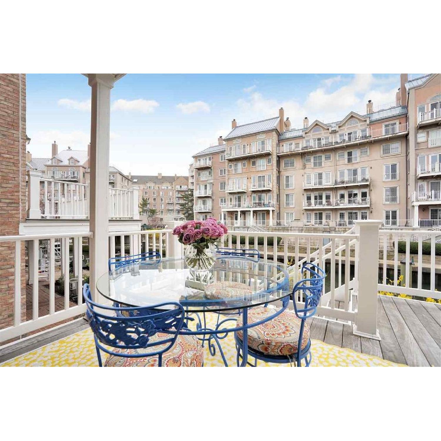 Vintage Glass Top Wrought Iron Table w/ 4 Chairs - image-1