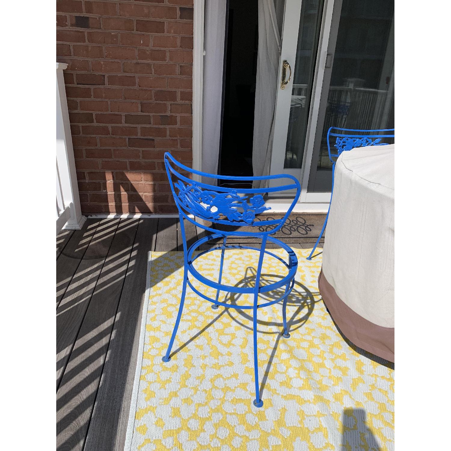 Vintage Glass Top Wrought Iron Table w/ 4 Chairs - image-3