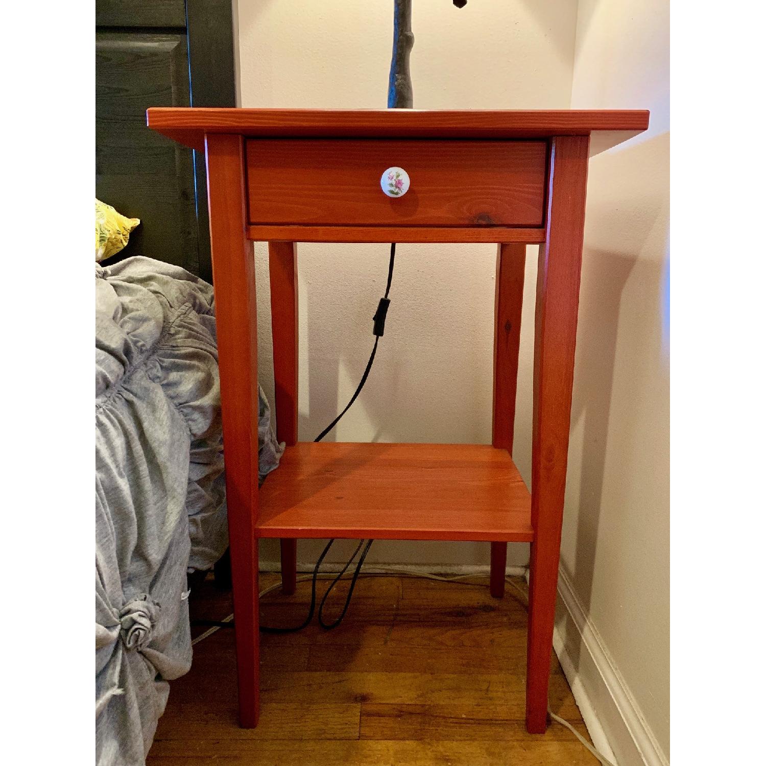 Ikea Hemnes Red Side Tables w/ Custom Hardware - image-1
