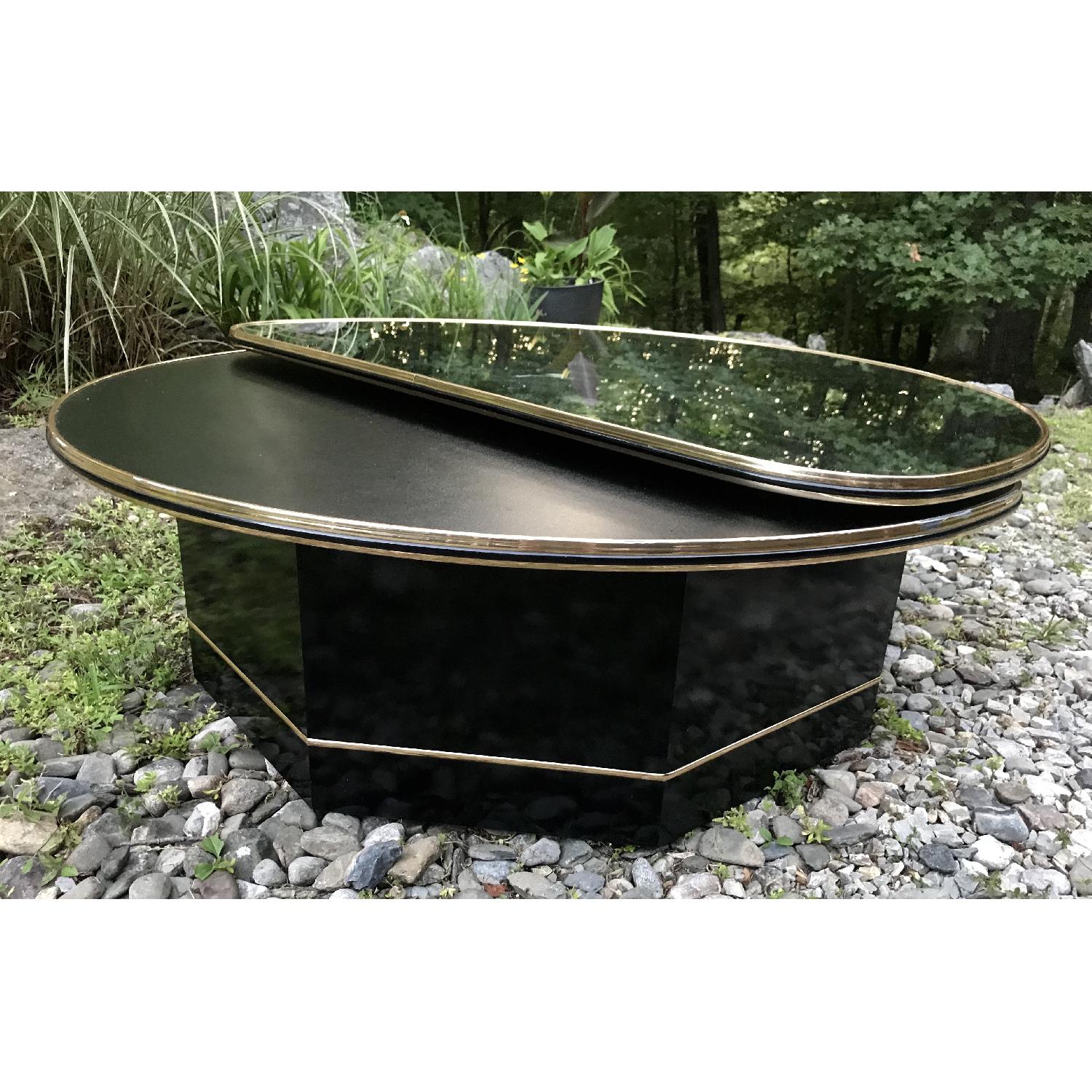 Vintage Milo Baughman Style Mirror Top Swivel Coffee Table - image-1