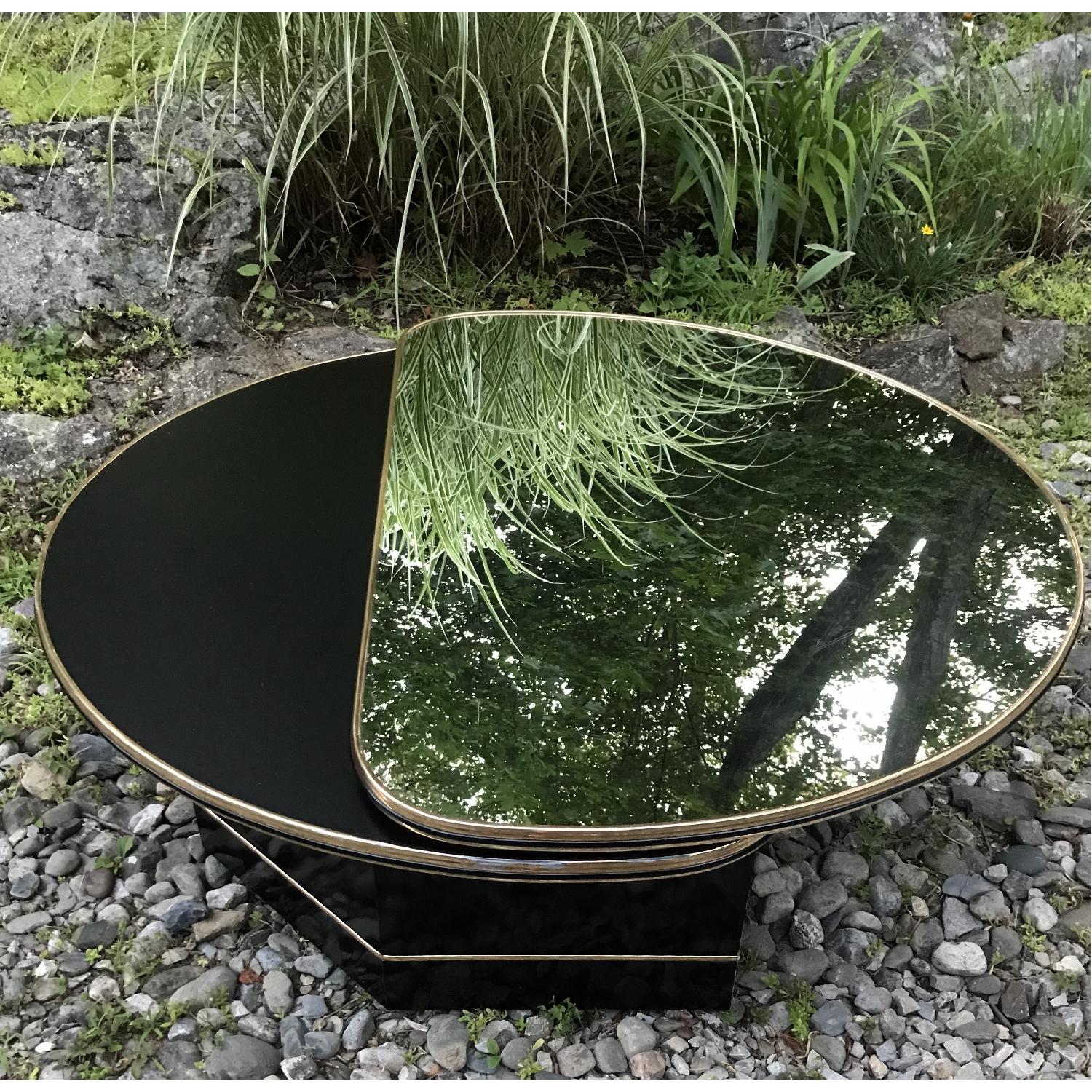 Vintage Milo Baughman Style Mirror Top Swivel Coffee Table - image-2