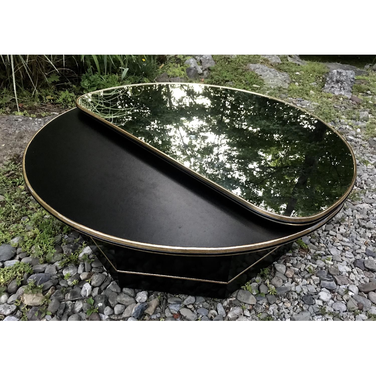 Vintage Milo Baughman Style Mirror Top Swivel Coffee Table - image-3