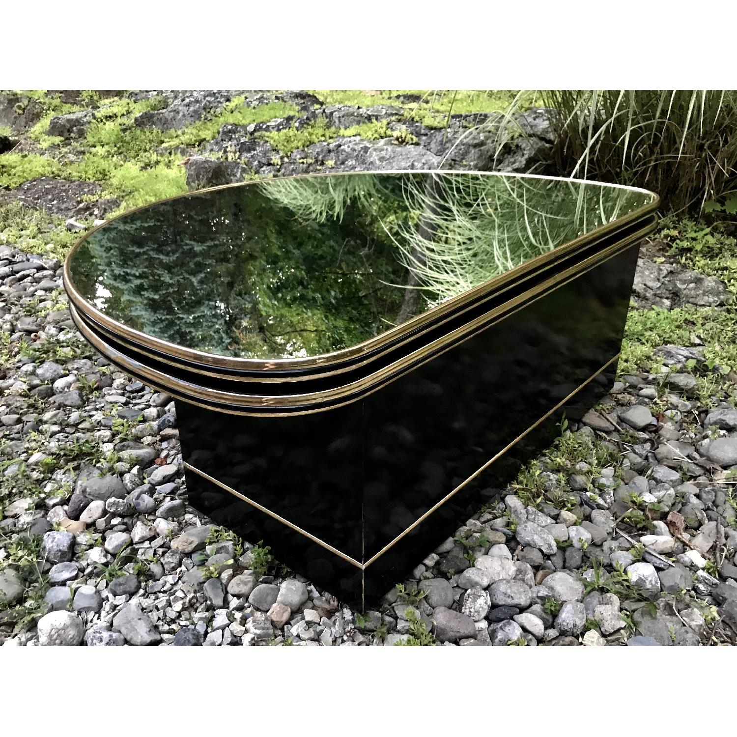 Vintage Milo Baughman Style Mirror Top Swivel Coffee Table - image-5