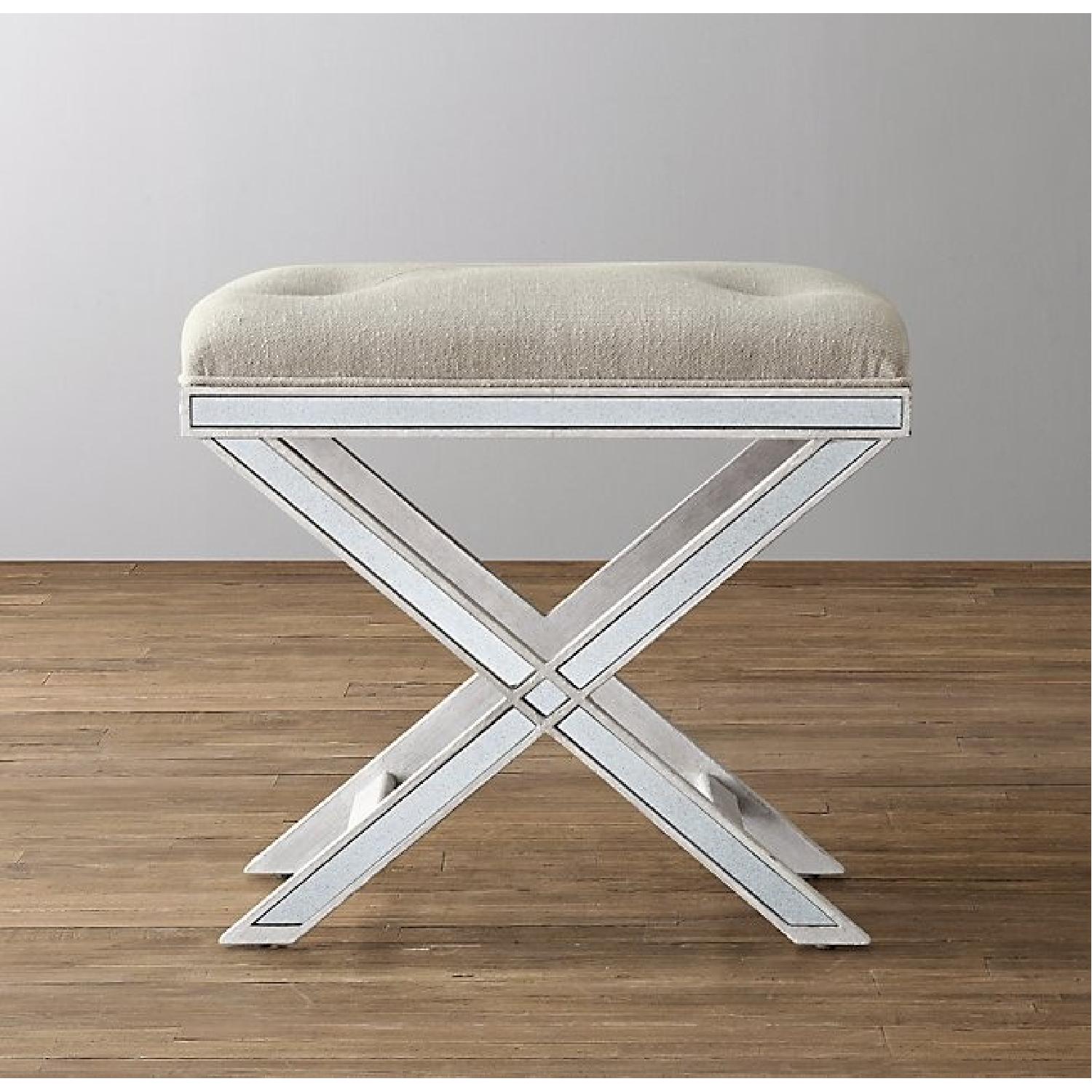 Restoration Hardware Delaney Mirrored Stool in Vintage Grey - image-1