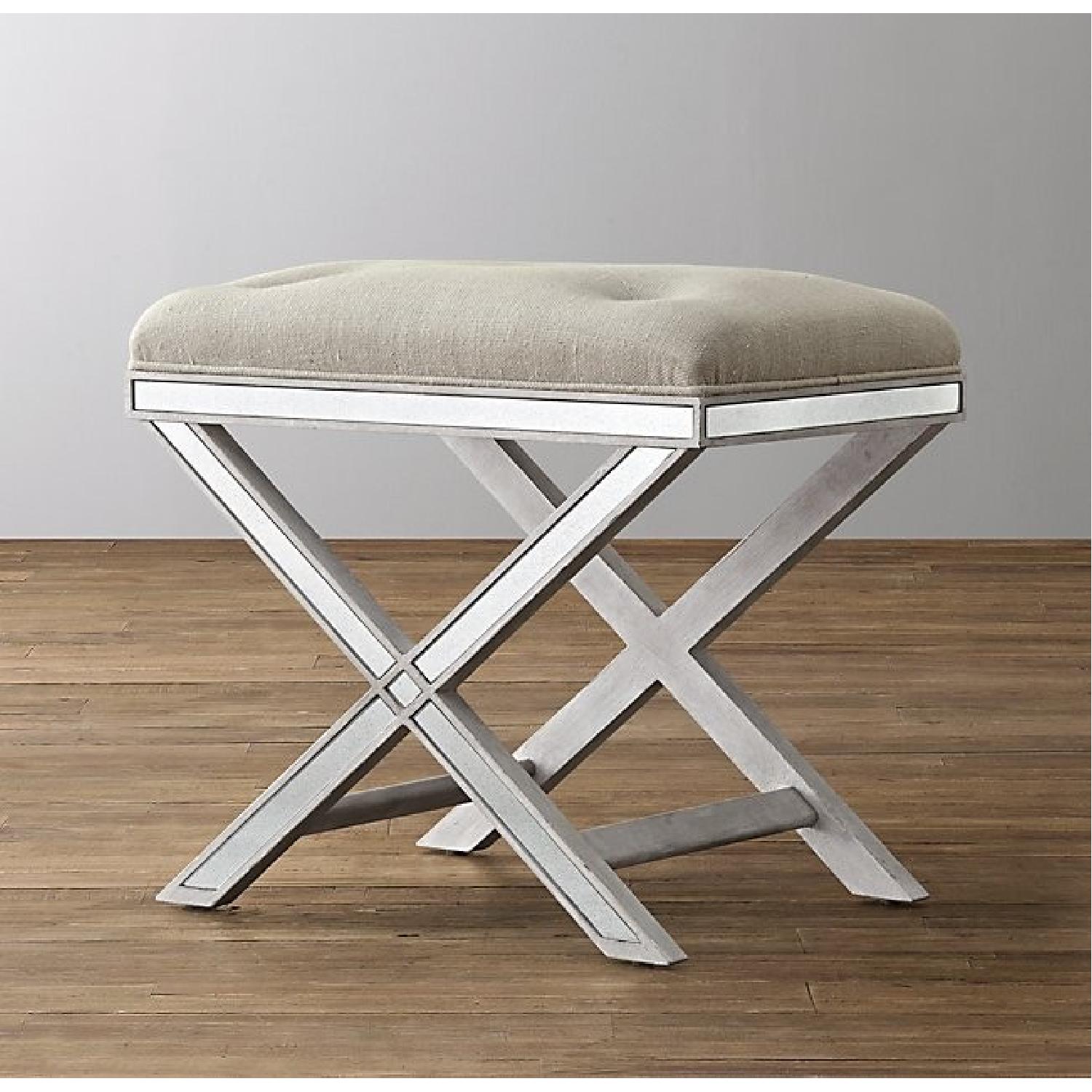 Restoration Hardware Delaney Mirrored Stool in Vintage Grey - image-2