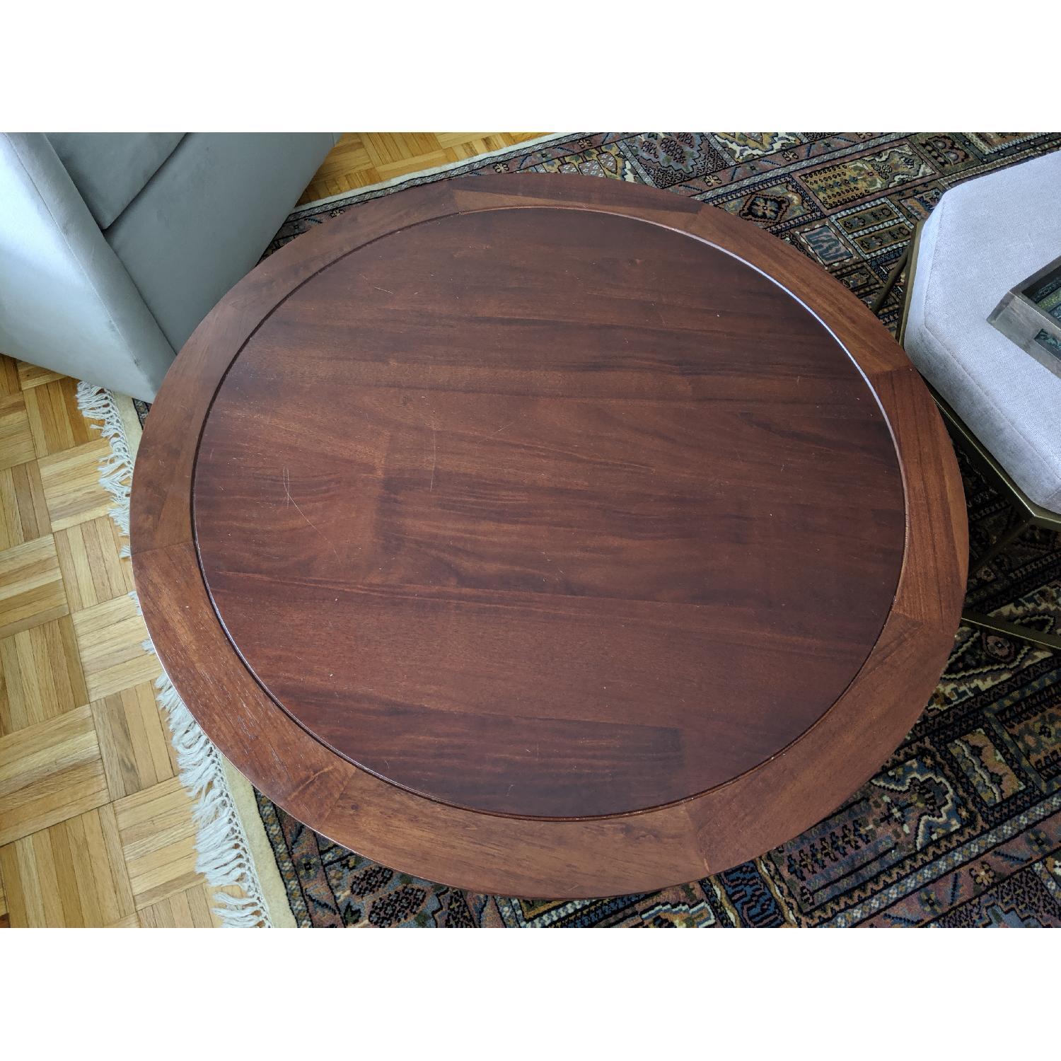 Pottery Barn Round Coffee Table in Espresso Stain - image-4
