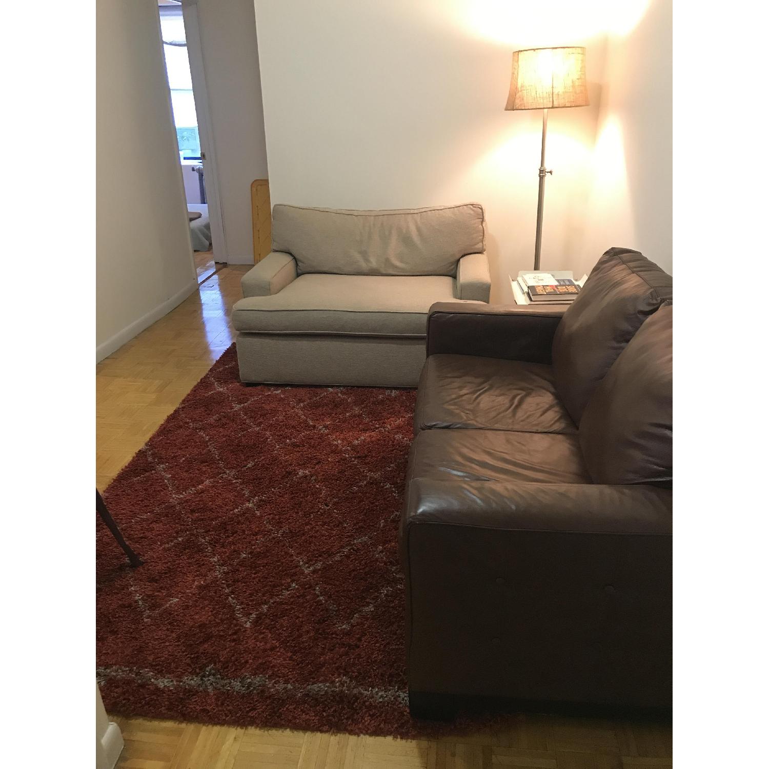 Dark Brown Leather Loveseat - image-3