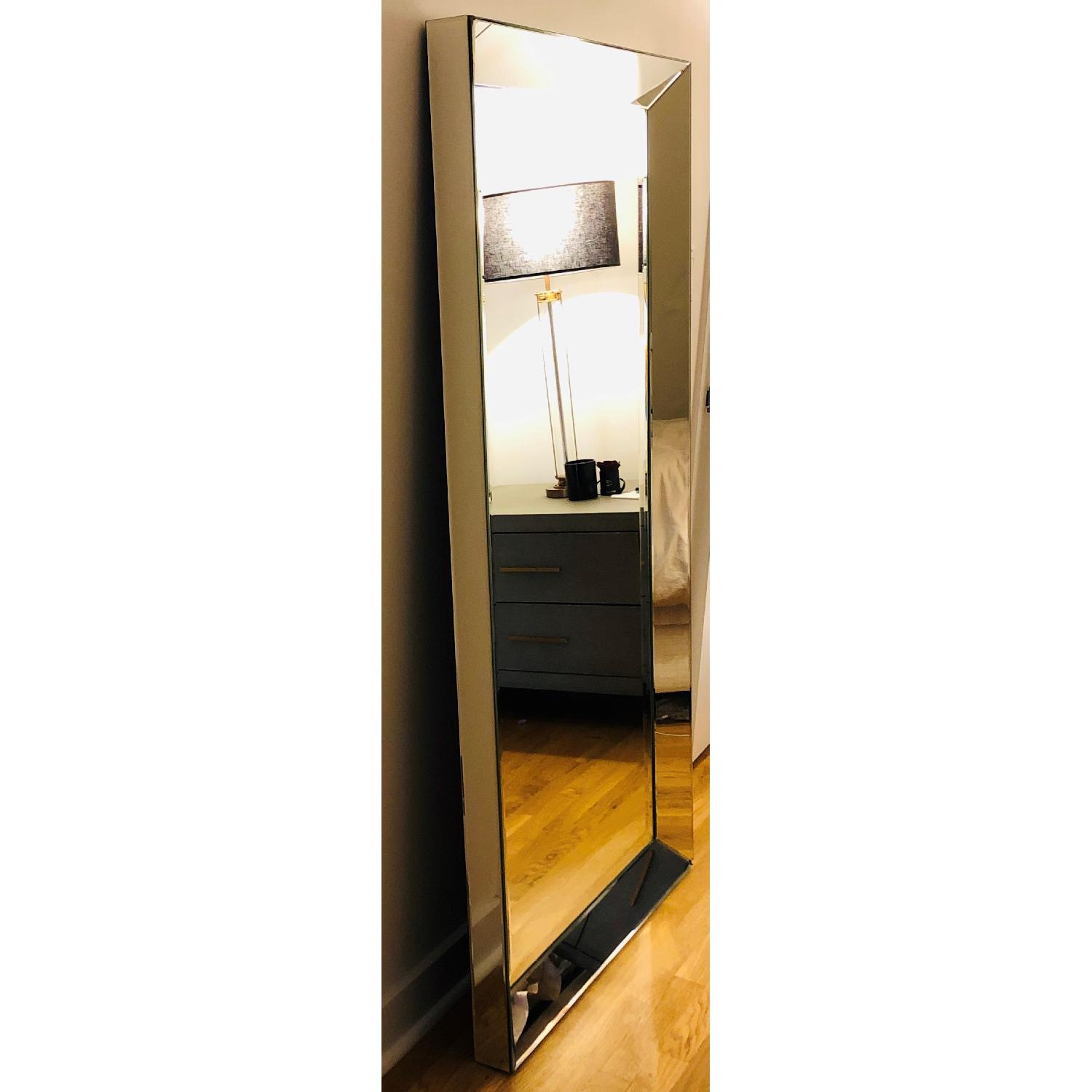 Large Standing Wall Mirror w/ Beveled Frame AptDeco