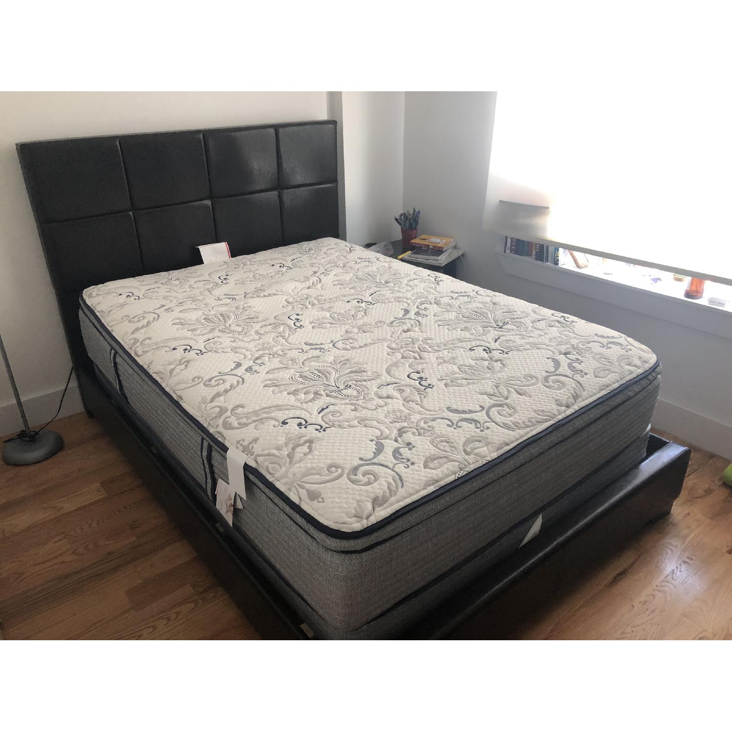 Raymour & Flanigan Leather Upholstered Full Size Bed - image-1