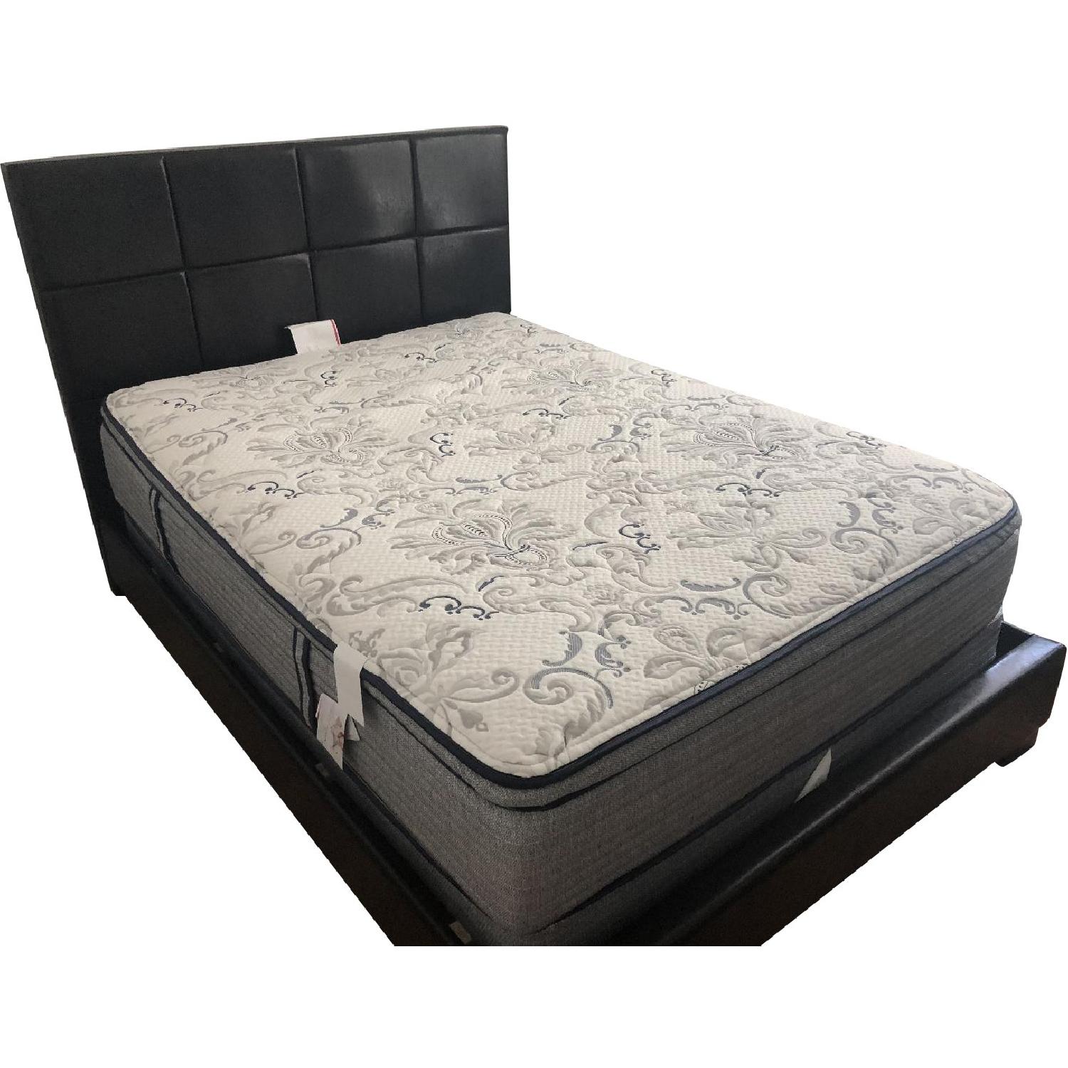 Raymour & Flanigan Leather Upholstered Full Size Bed AptDeco