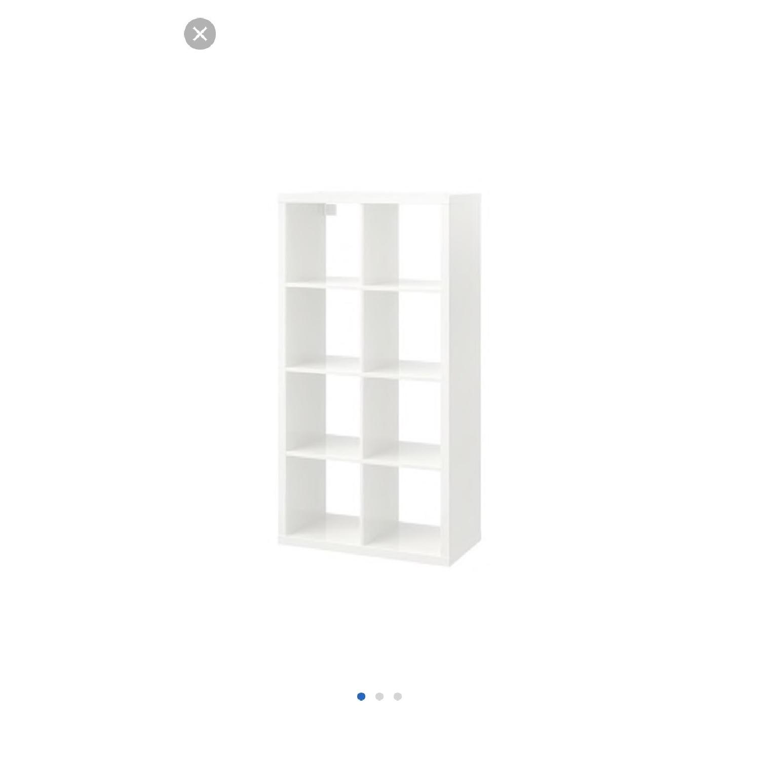 White Gloss Lacquer 8 Cube Rolling Bookcase - image-1