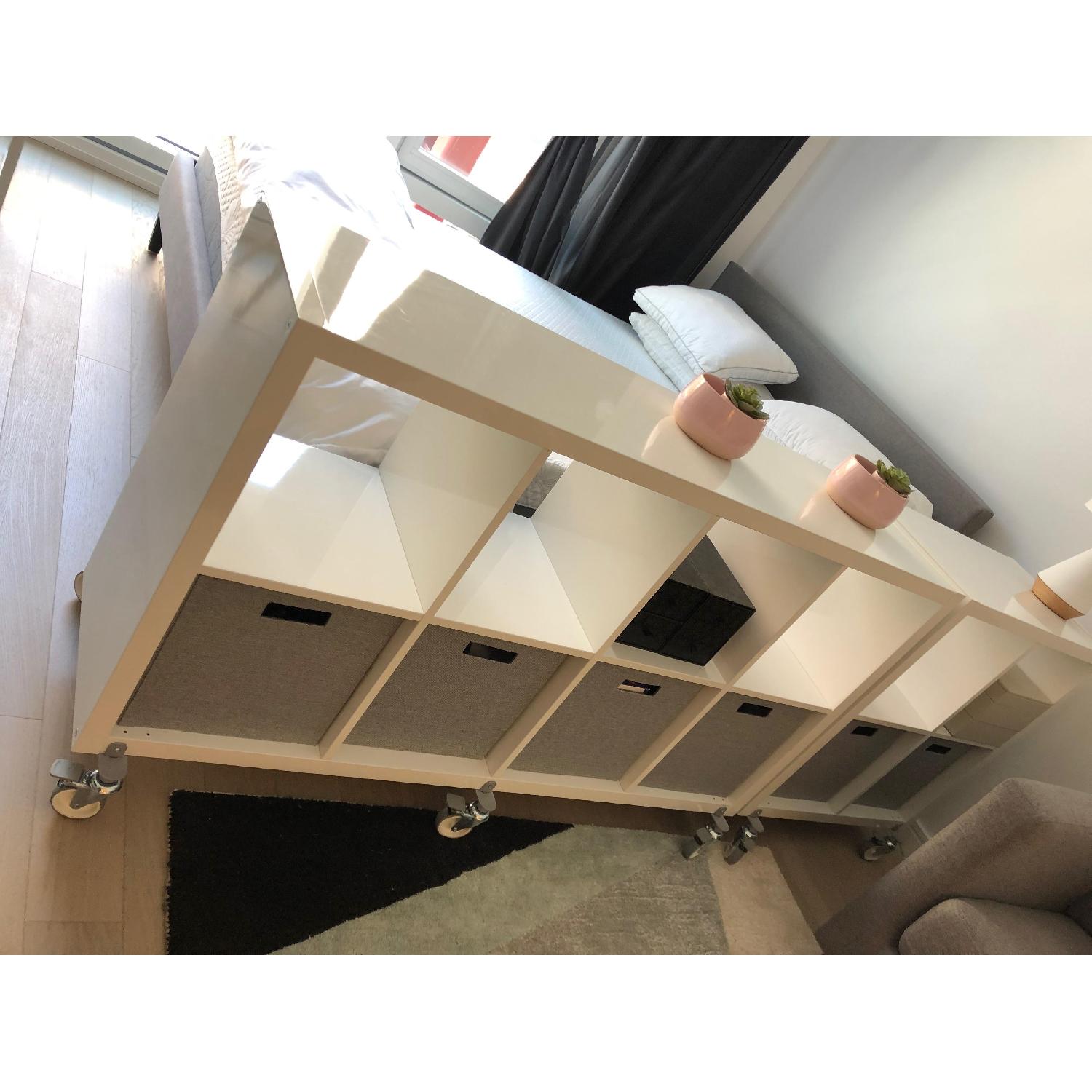 White Gloss Lacquer 8 Cube Rolling Bookcase - image-6