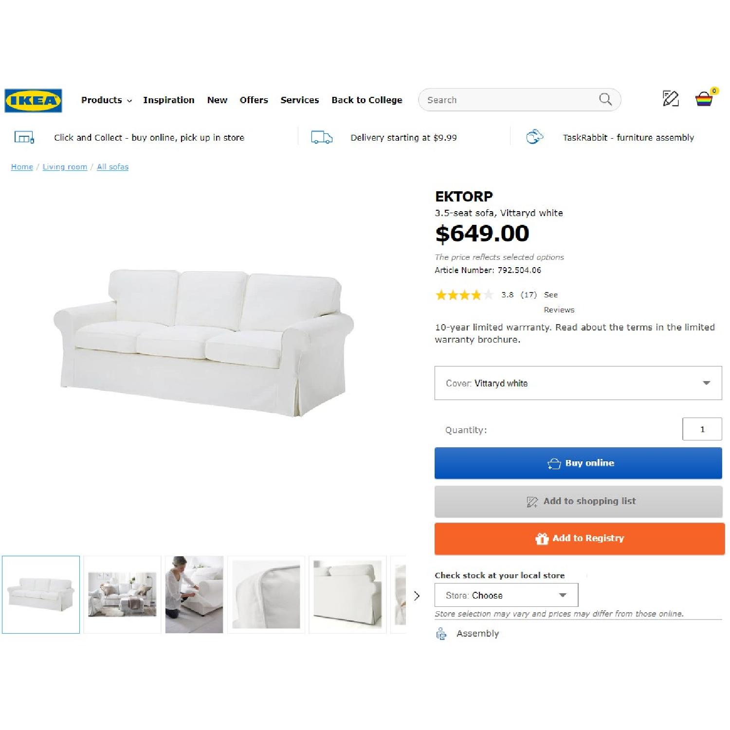 Ikea Ektorp White 3 Seater Sofa - image-5