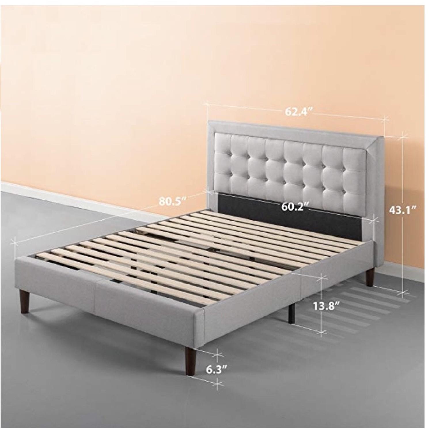 Zinus Grey Button Tufted Queen Size Platform Bed AptDeco