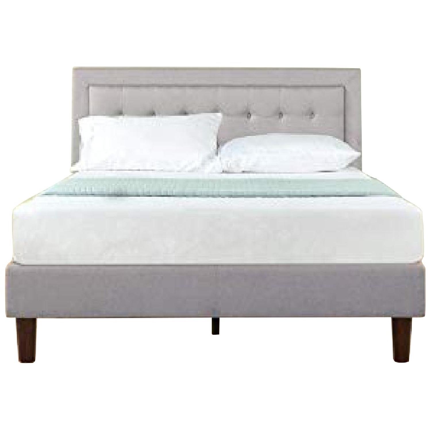 Zinus Grey Button Tufted Queen Size Platform Bed AptDeco