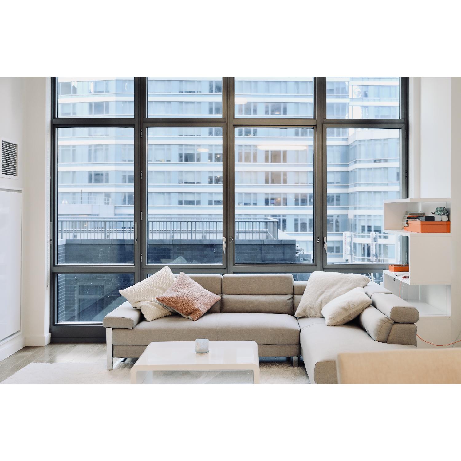 Seagate Beige Glossy Polyfiber 2 Piece Sectional Sofa - image-1