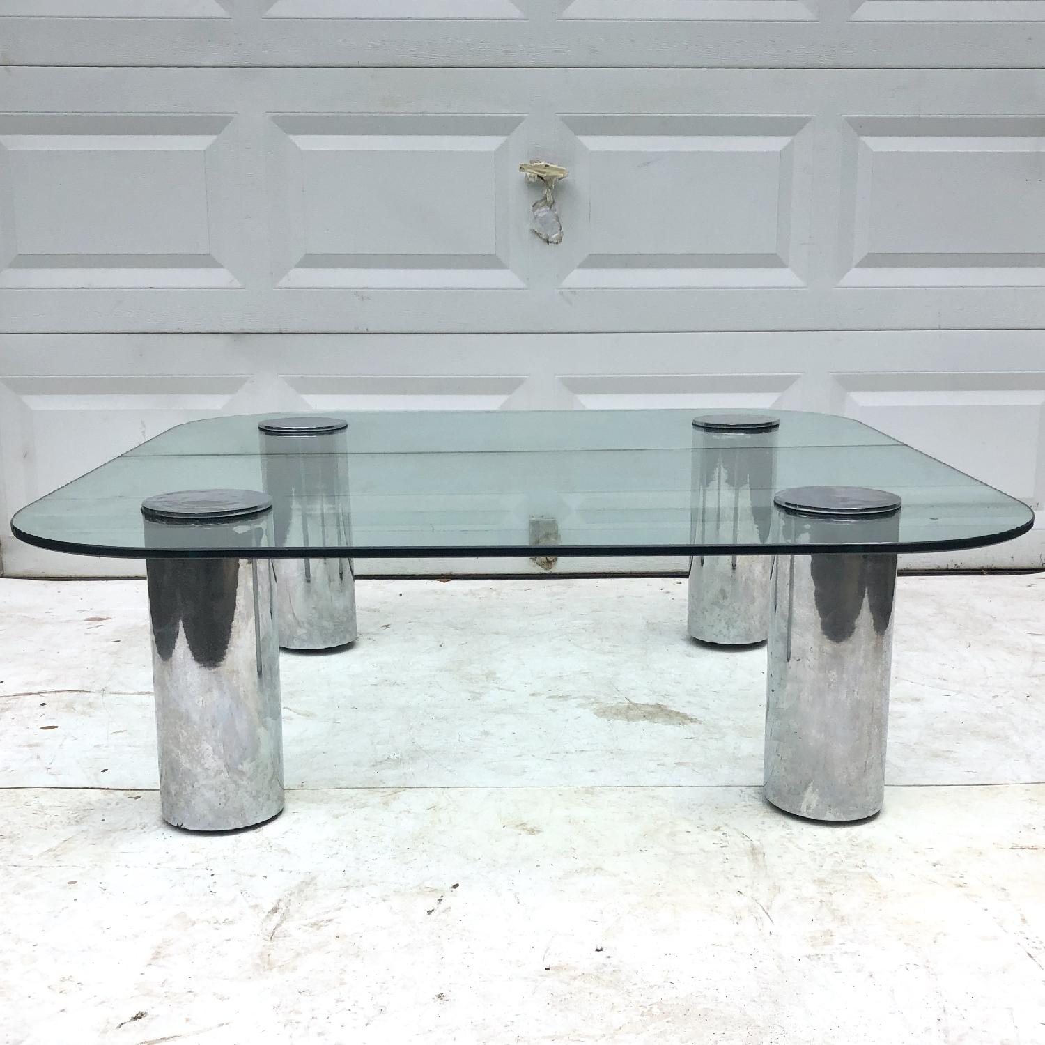 Pace Mid-Century Modern Glass & Chrome Coffee Table - image-1