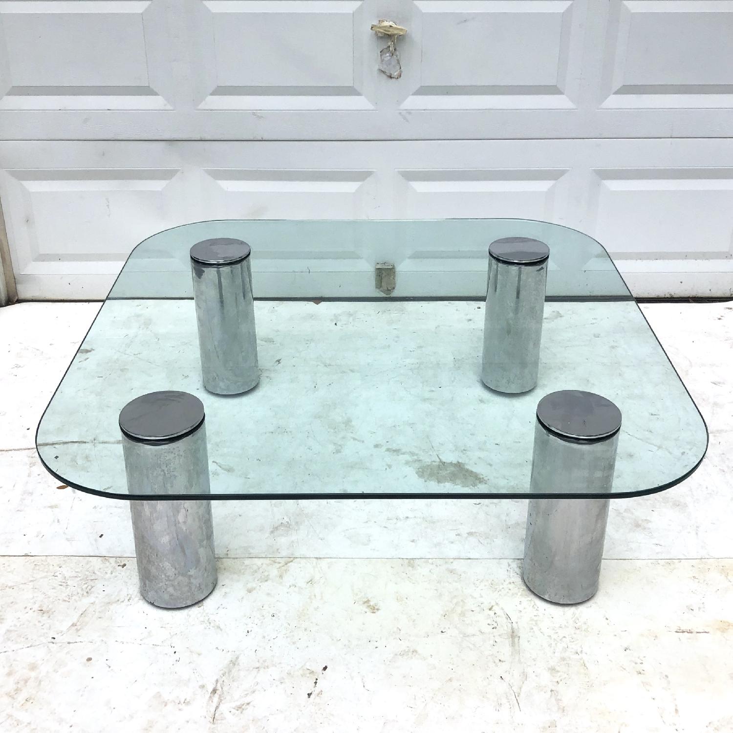 Pace Mid-Century Modern Glass & Chrome Coffee Table - image-9