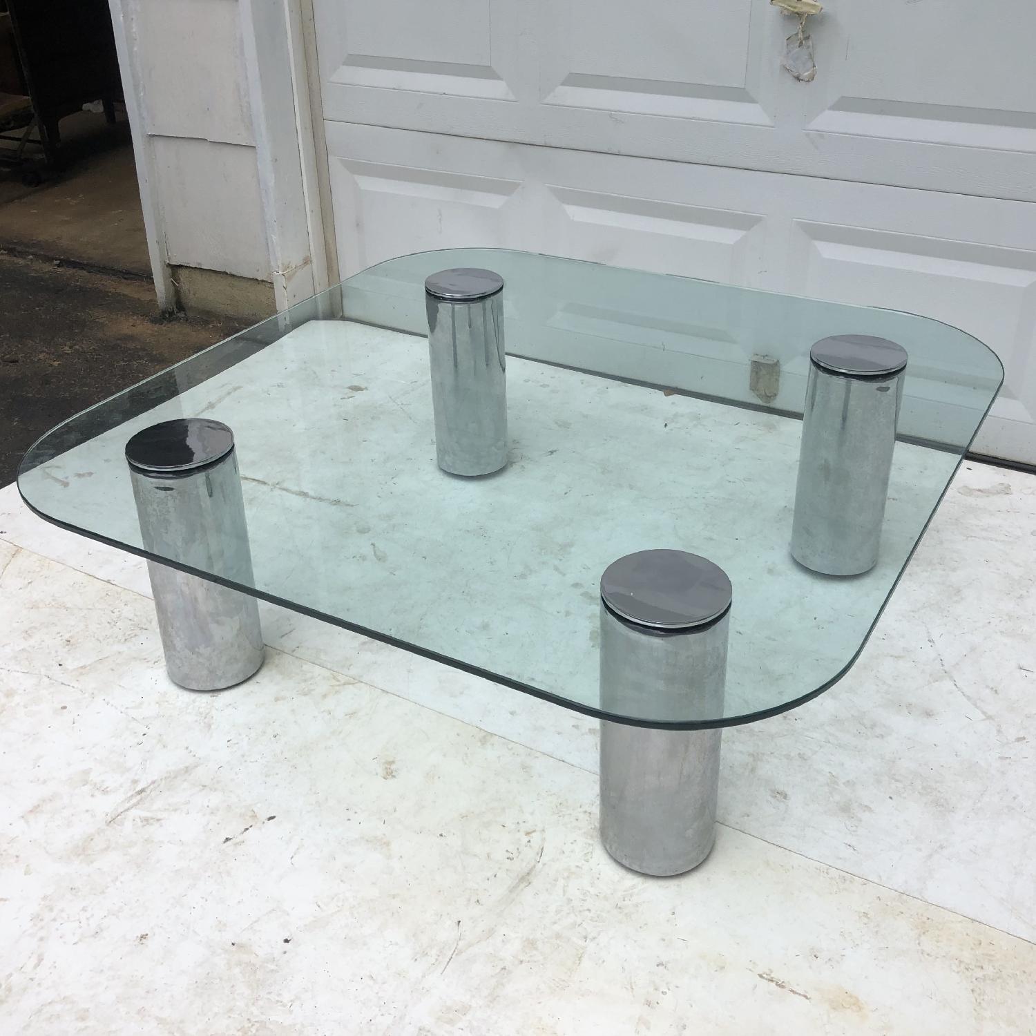 Pace Mid-Century Modern Glass & Chrome Coffee Table - image-10