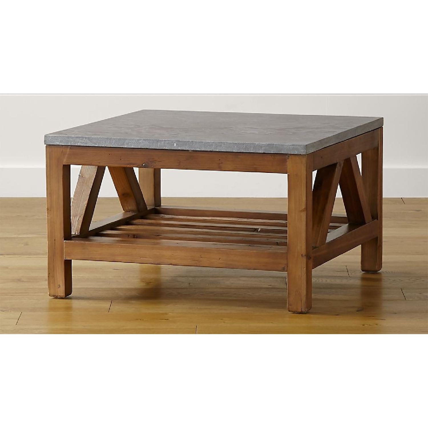 Crate & Barrel Bluestone Square Coffee Table - image-8