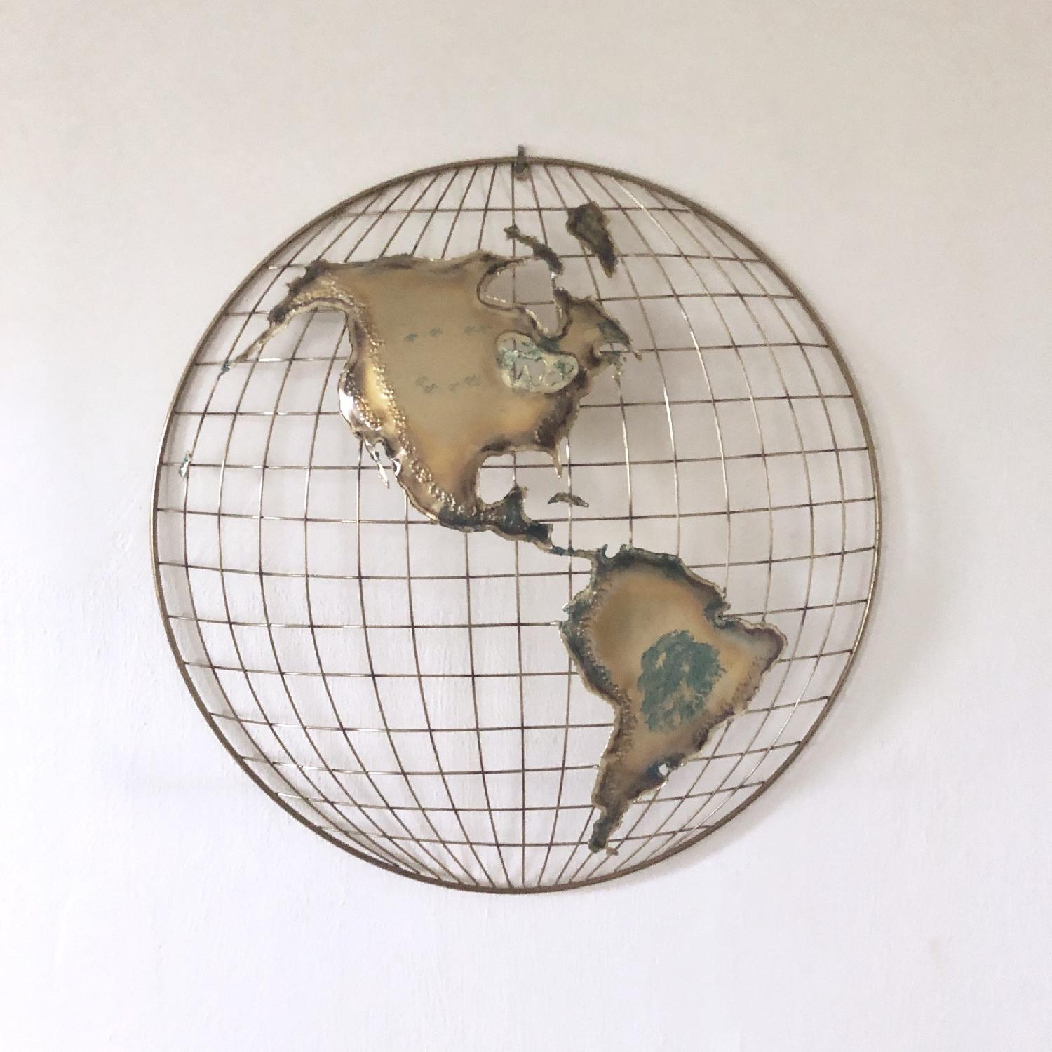 C. Jere Vintage Metal Globe Wall Sculpture - image-2