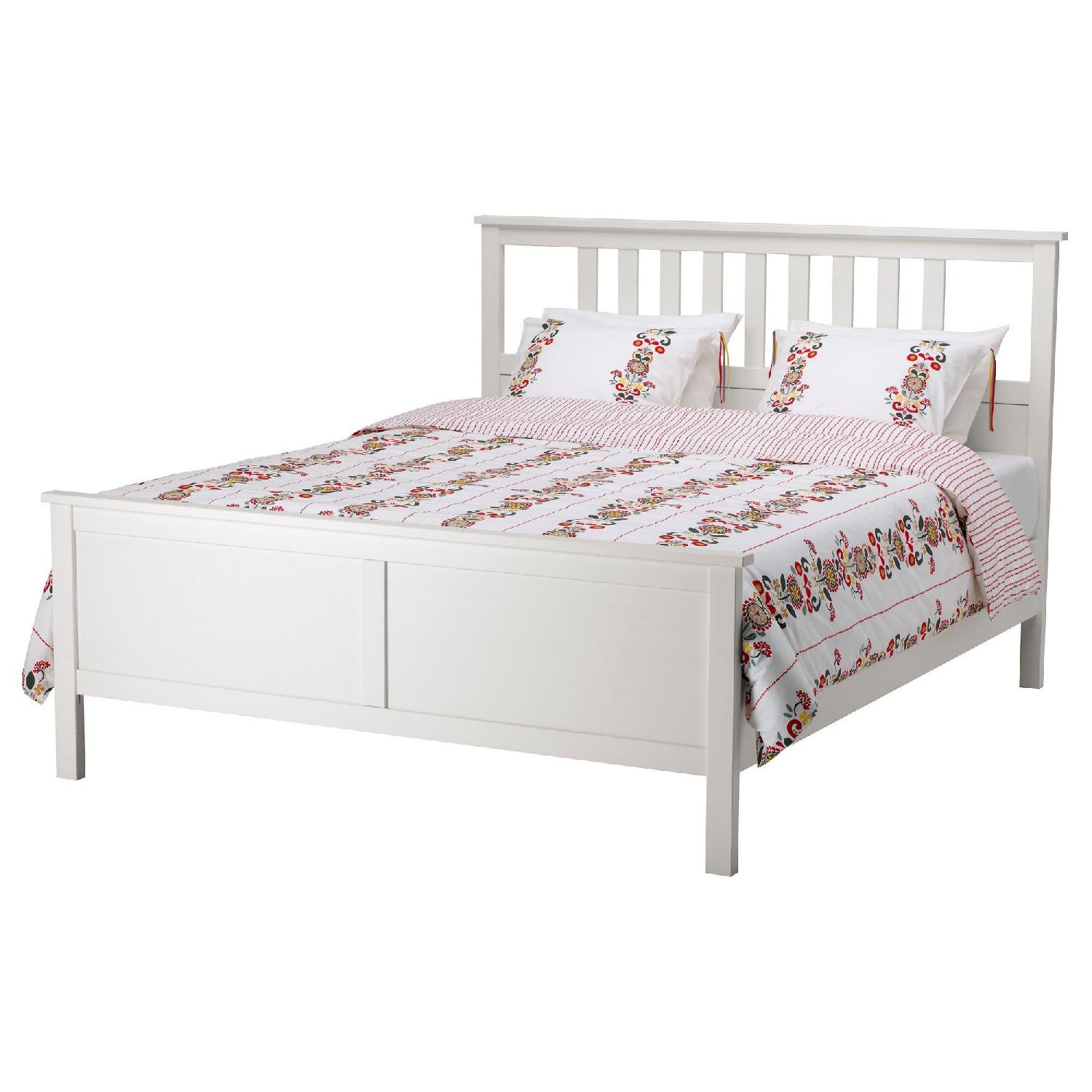 Ikea Hemnes Queen Bed Frame w/ Lonset Slatted Base - image-0