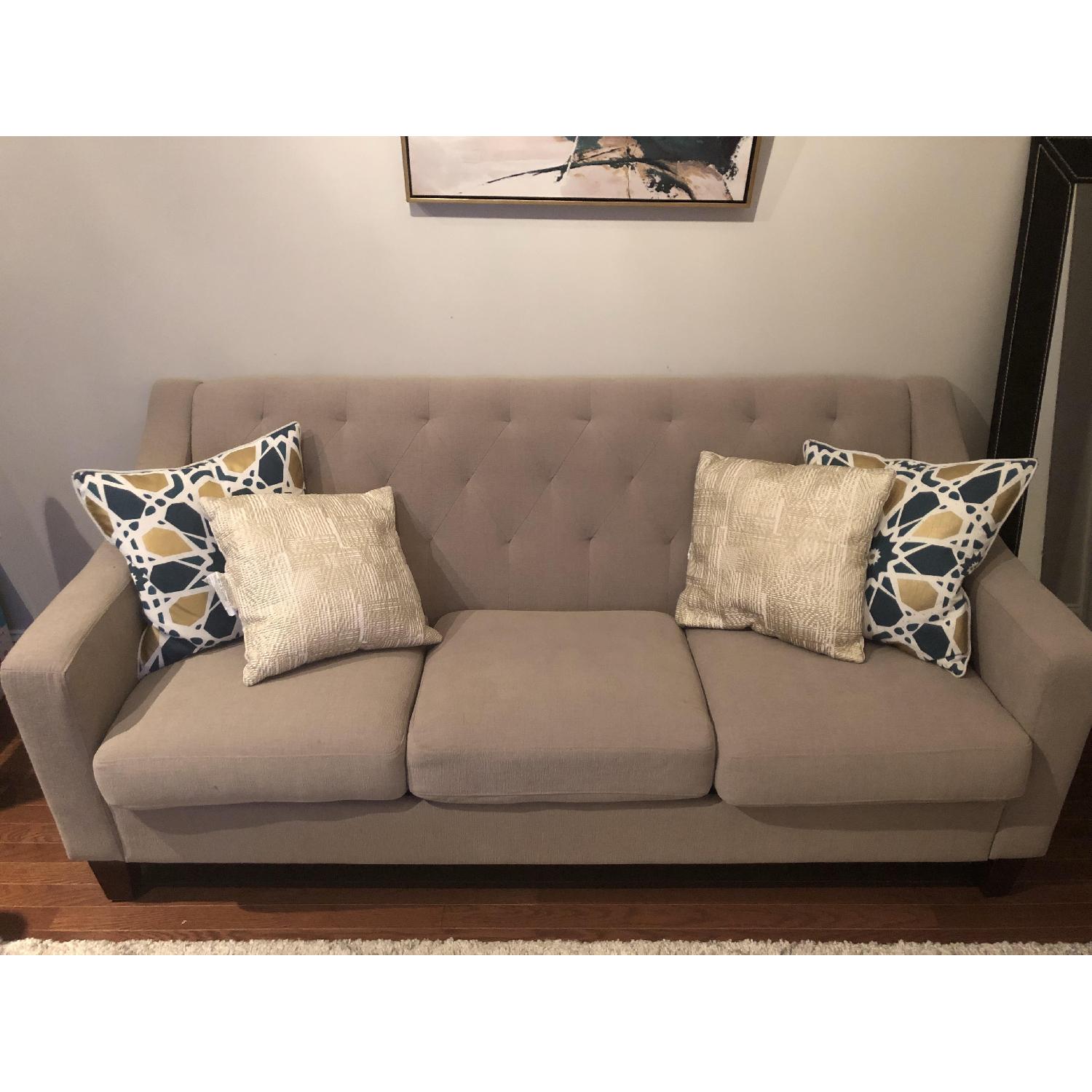 Target Threshold Tan Tufted Sofa AptDeco
