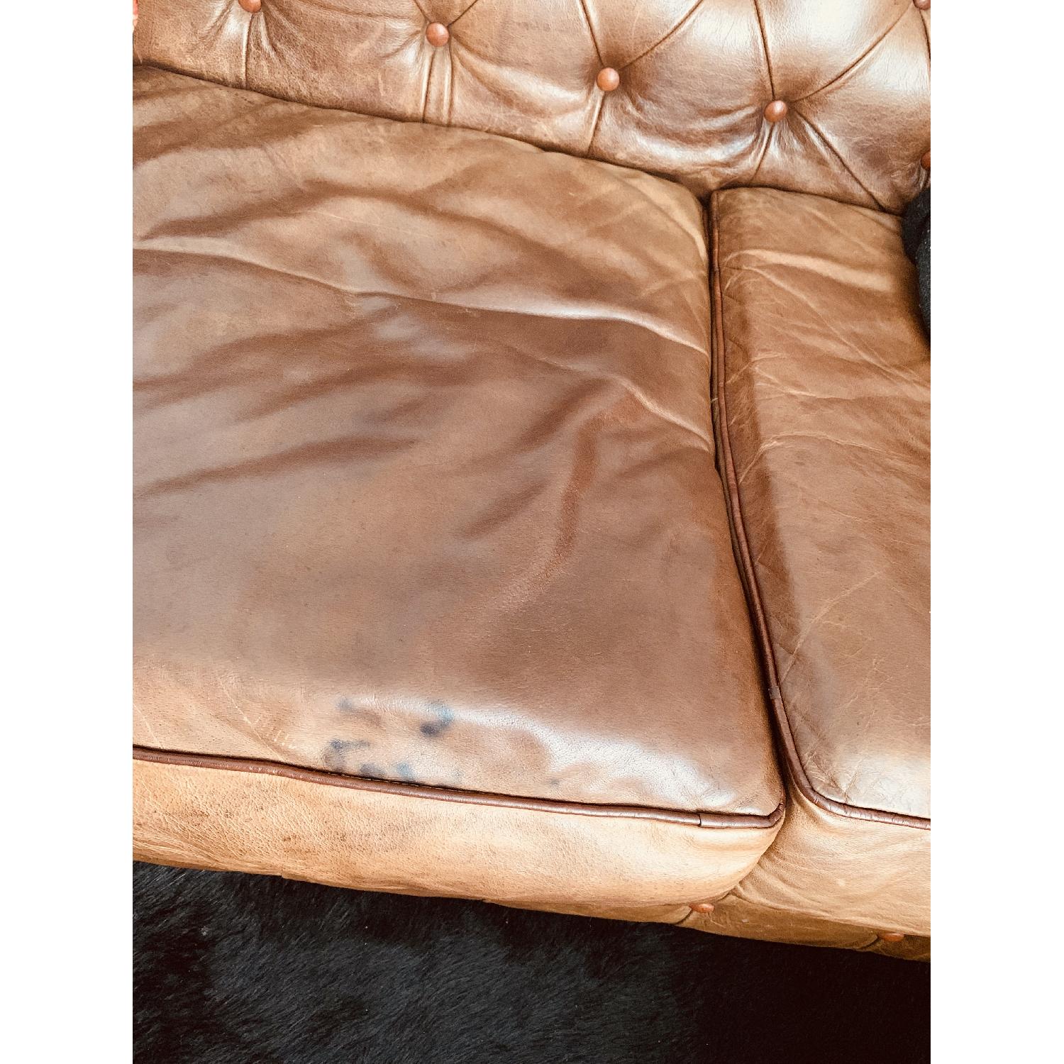 Brown Tufted Leather Sofa - image-3
