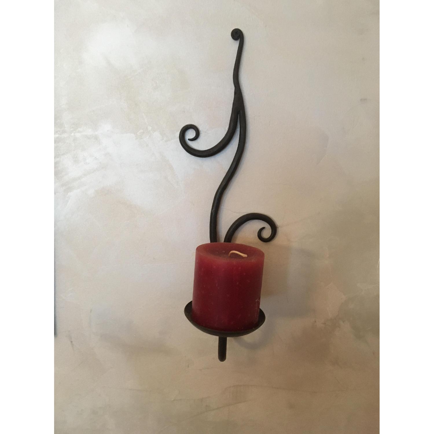 Black Wrought Iron Candle Sconces AptDeco