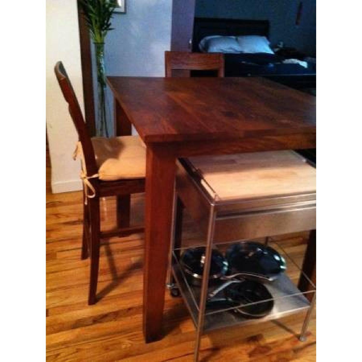 Crate & Barrel Basque High Dining Table w/ 2 Stools - image-2