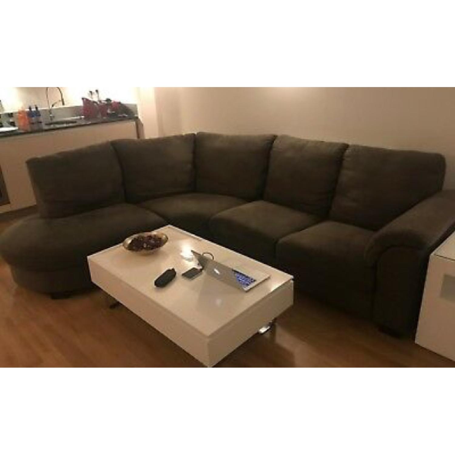 Ikea Tidafors Brown Fabric Corner Sectional Sofa Aptdeco