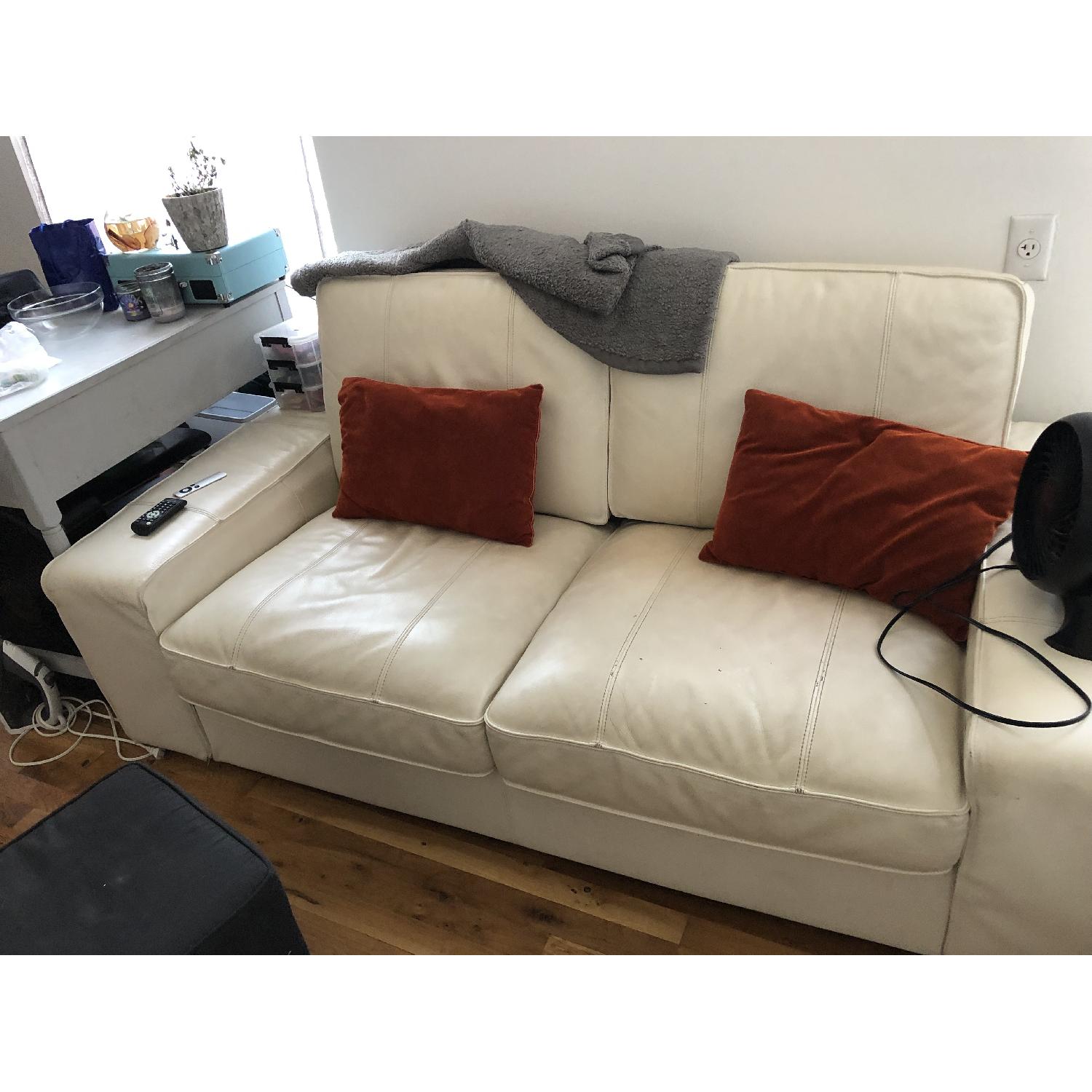 Ikea Kivik White Faux Leather 4 Seat Sectional Sofa Aptdeco
