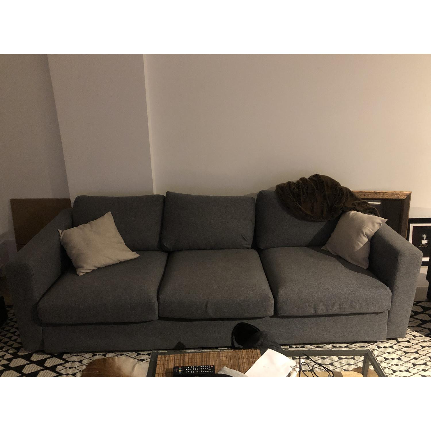 Ikea Blue Gray 3 Seater Sofa Aptdeco