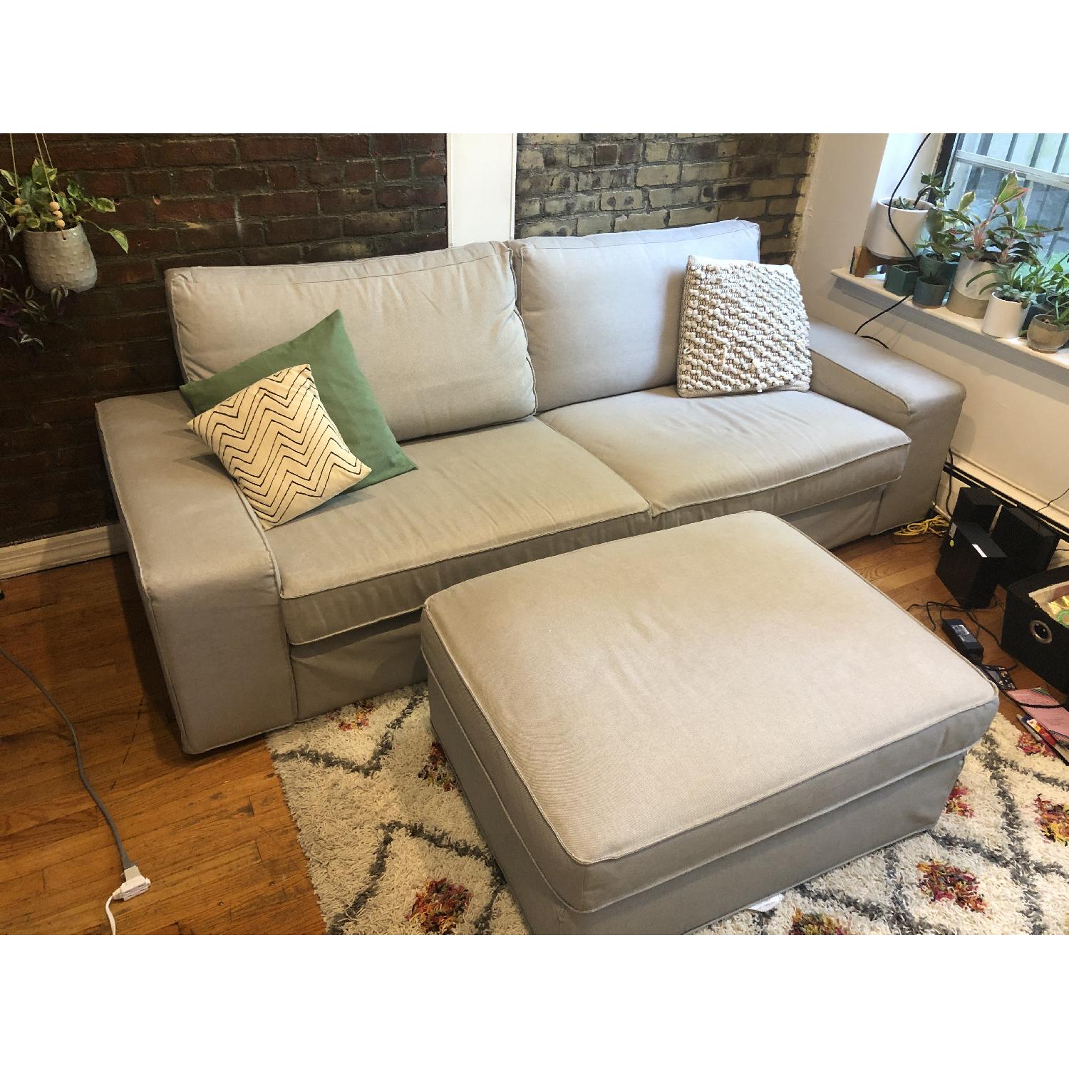 Ikea Kivik Sofa & Storage Ottoman in Light Grey AptDeco