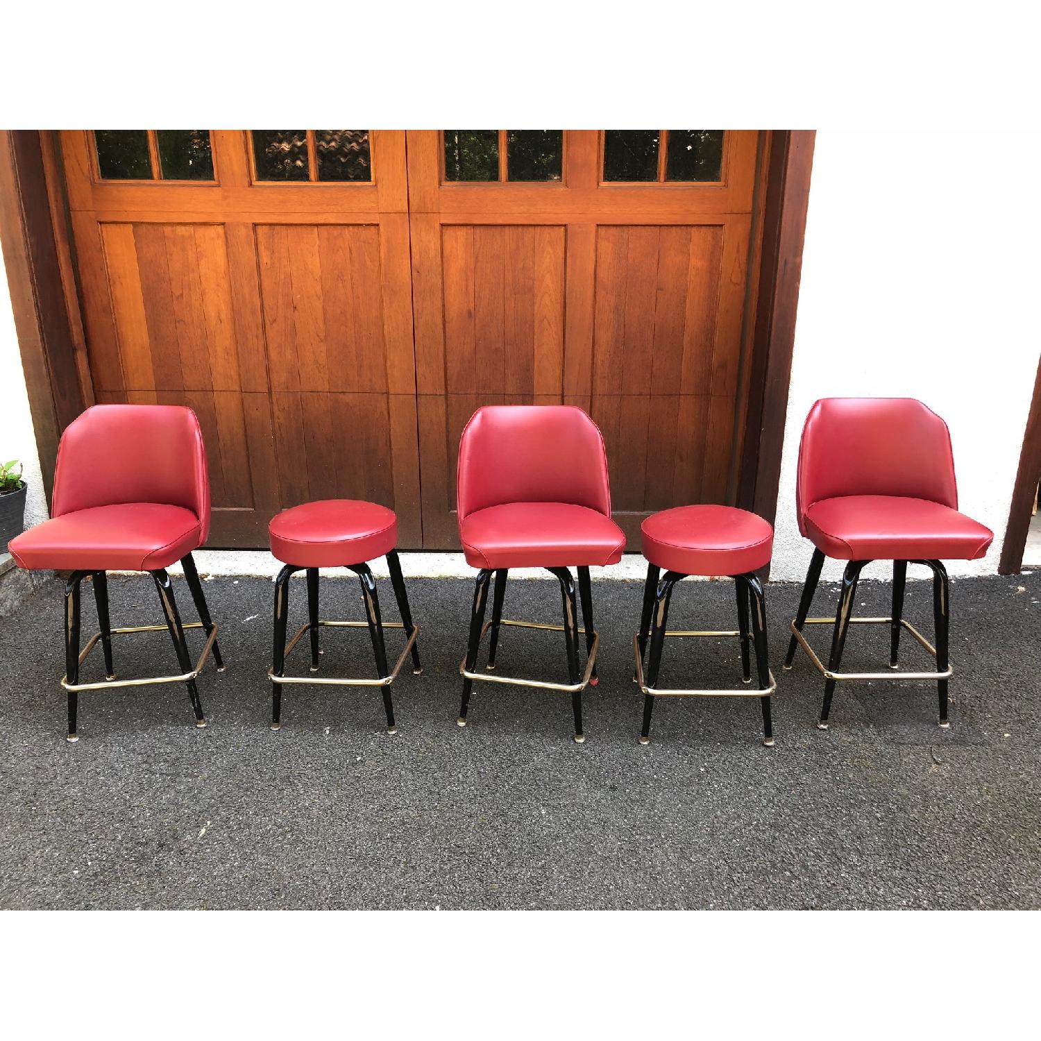 Red Faux Leather Counter Height Bar Stools - image-2
