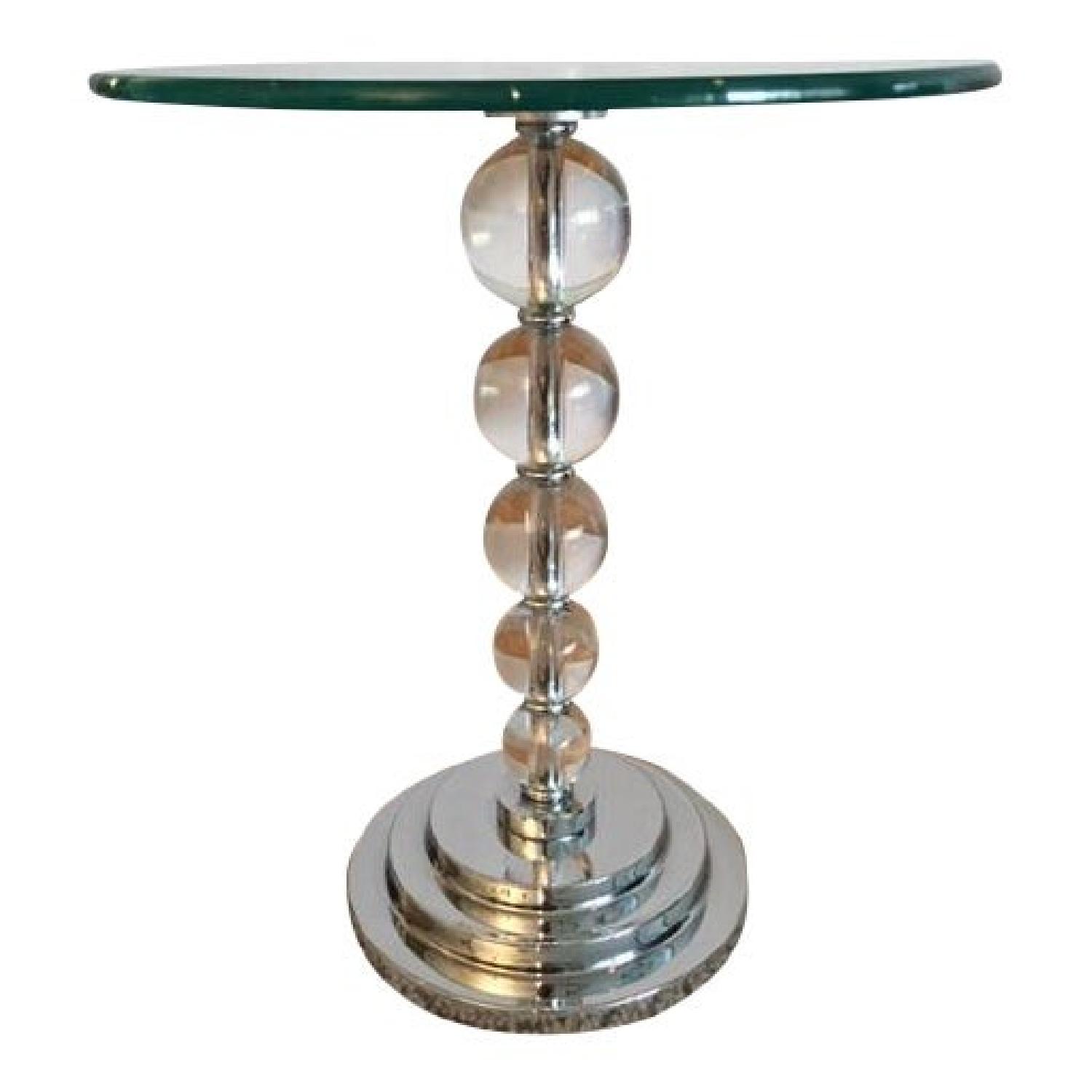 Contemporary Lucite Ball & Chrome Round Glass Top Side Table - image-0