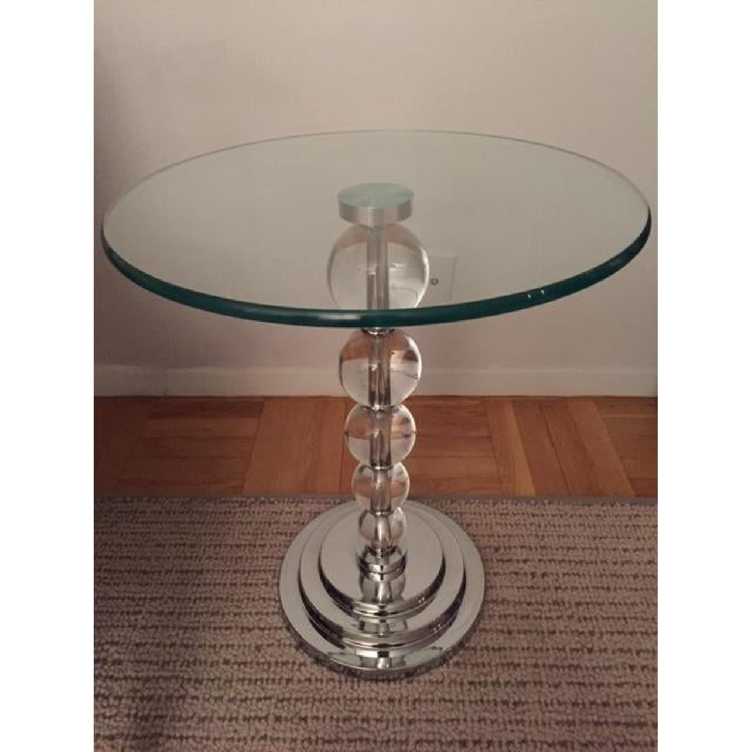 Contemporary Lucite Ball & Chrome Round Glass Top Side Table - image-2