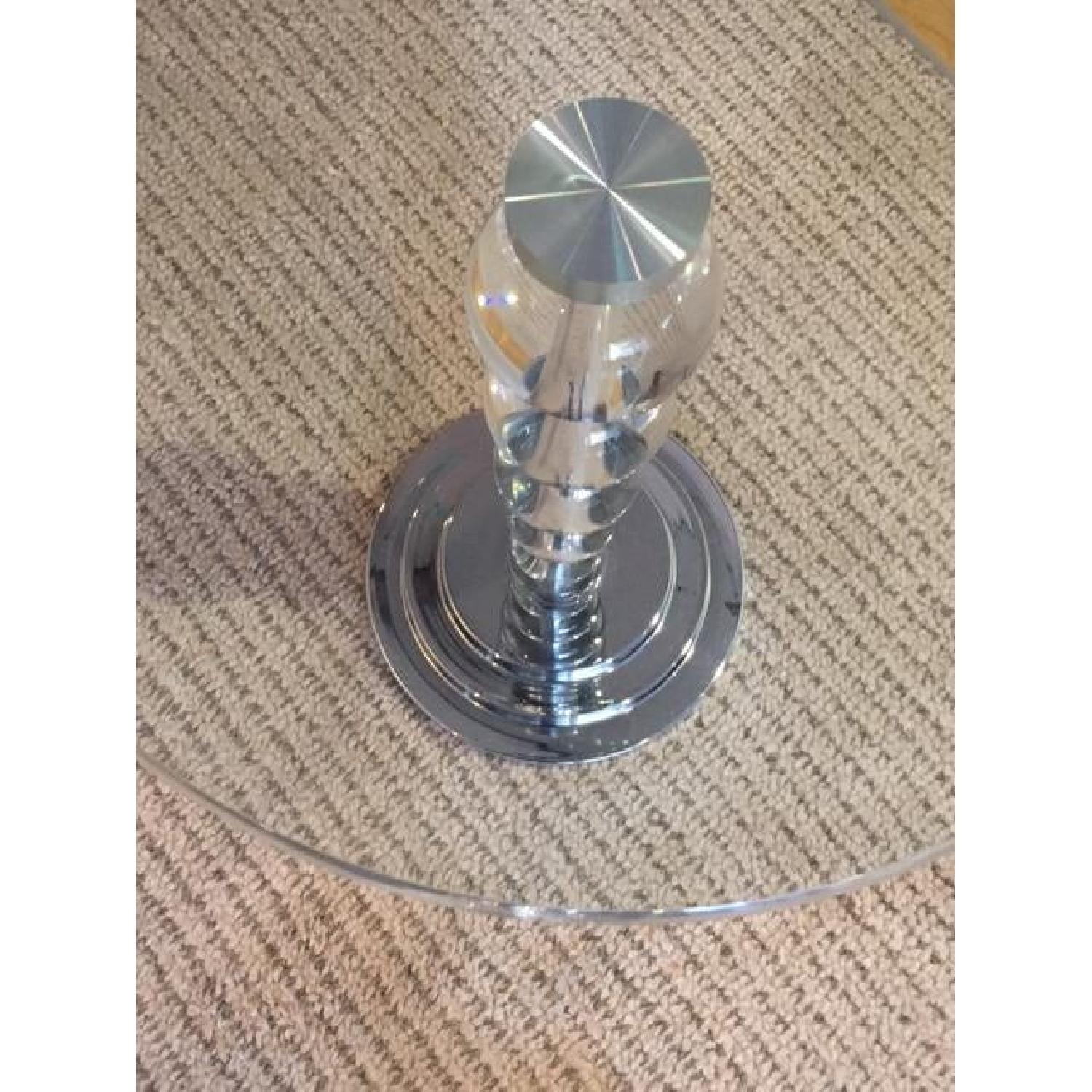Contemporary Lucite Ball & Chrome Round Glass Top Side Table - image-3