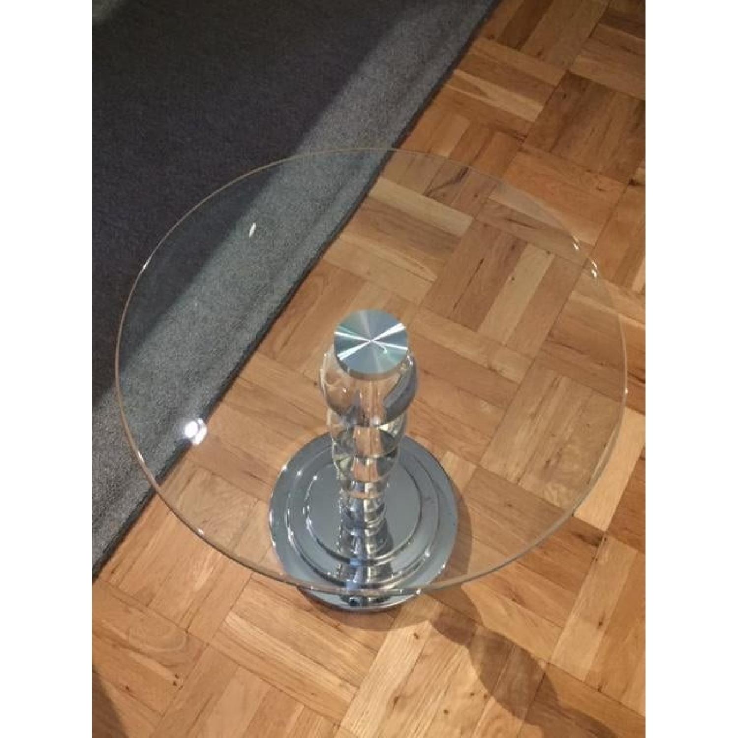Contemporary Lucite Ball & Chrome Round Glass Top Side Table - image-6