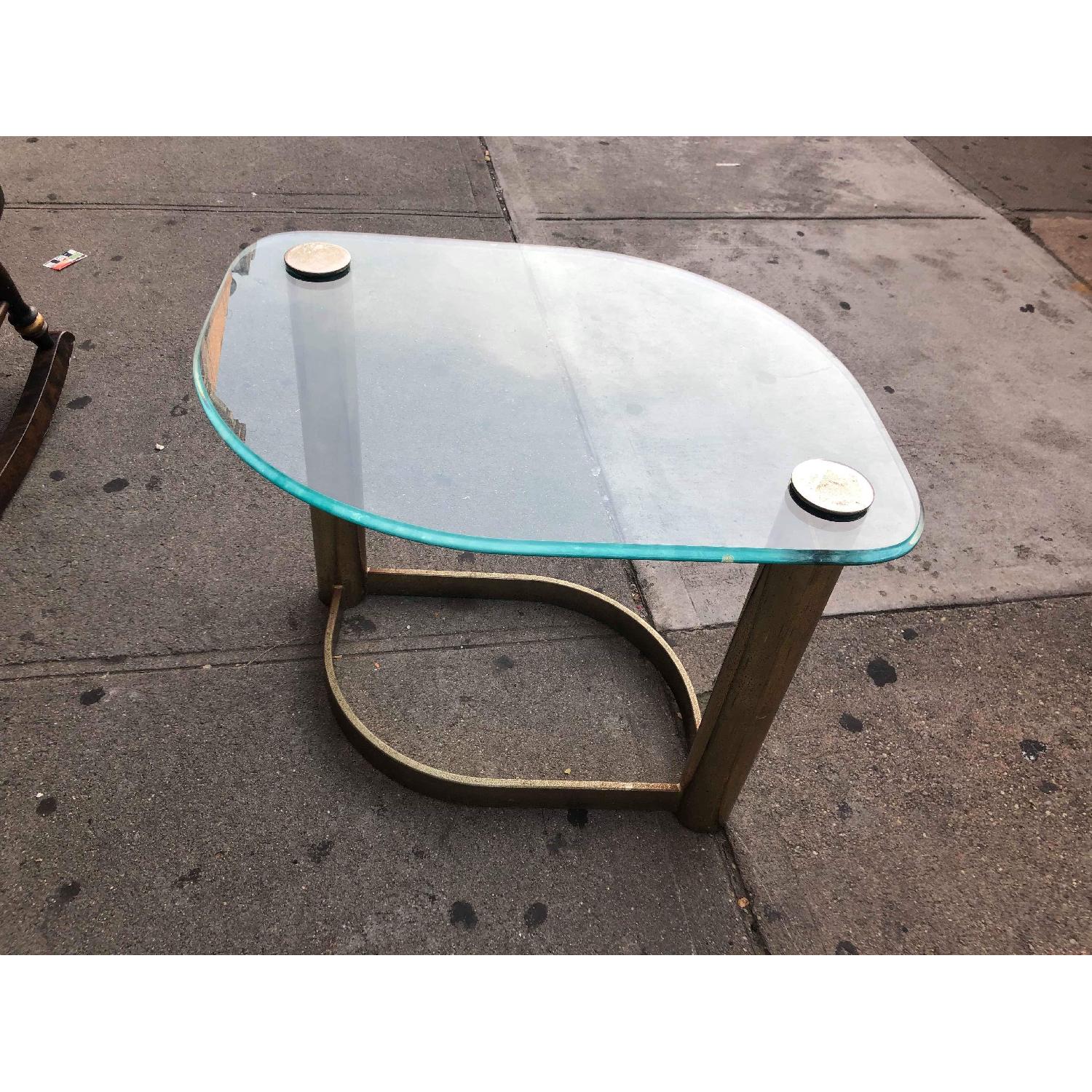 Mid Century Glass & Metal Coffee Table - image-1