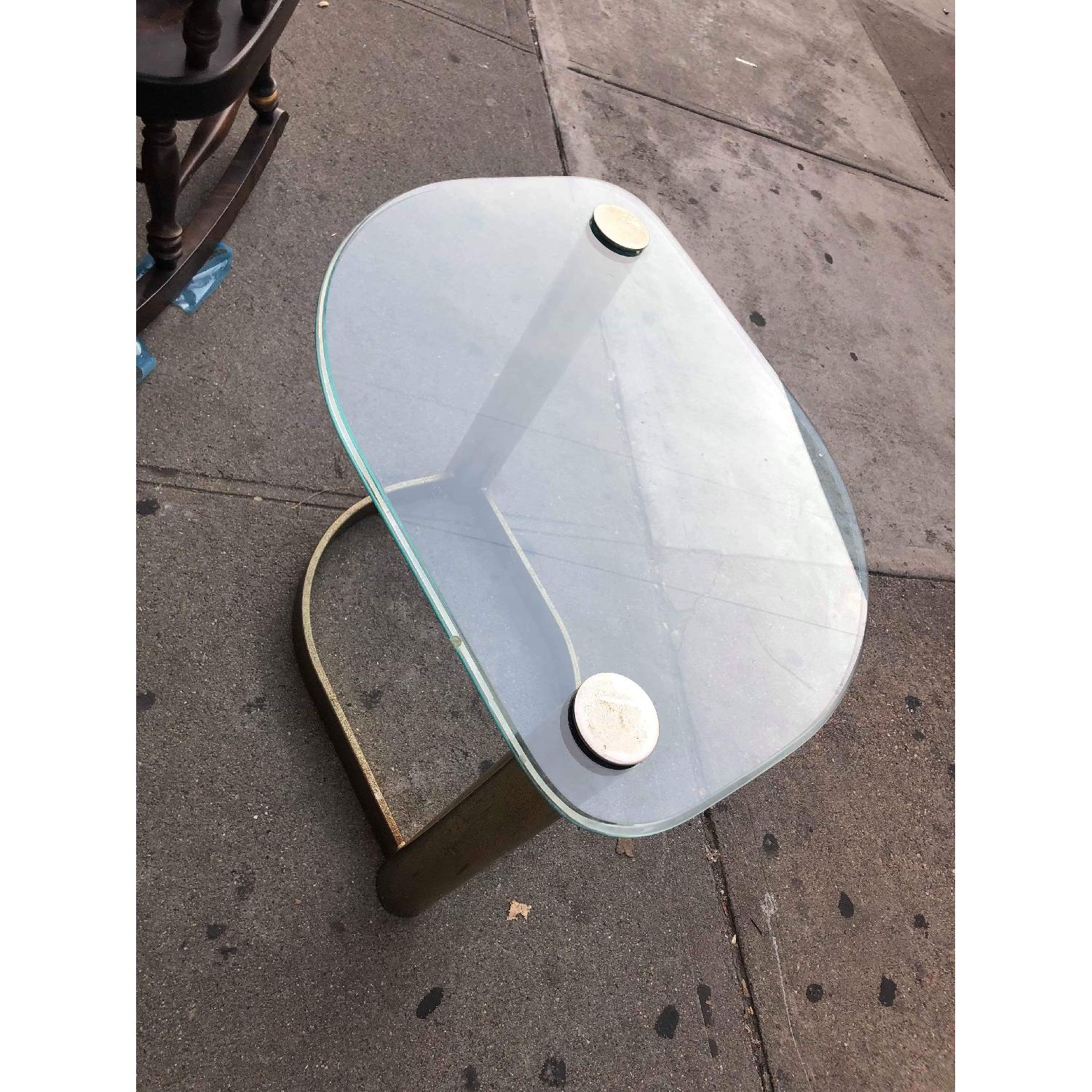 Mid Century Glass & Metal Coffee Table - image-2