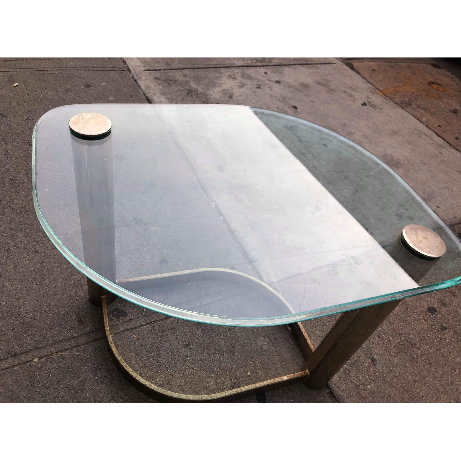 Mid Century Glass & Metal Coffee Table - image-9