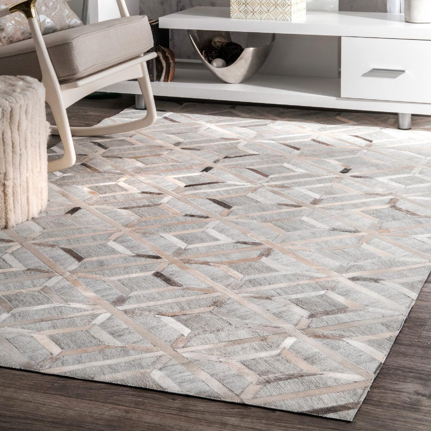 Mandovi Cowhide Diamond Trellis Rug - image-1