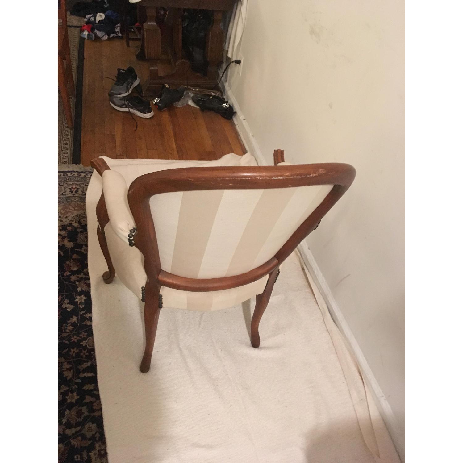 Nailhead Trim Upholstered Accent Chair w/ Curved Wood - image-3